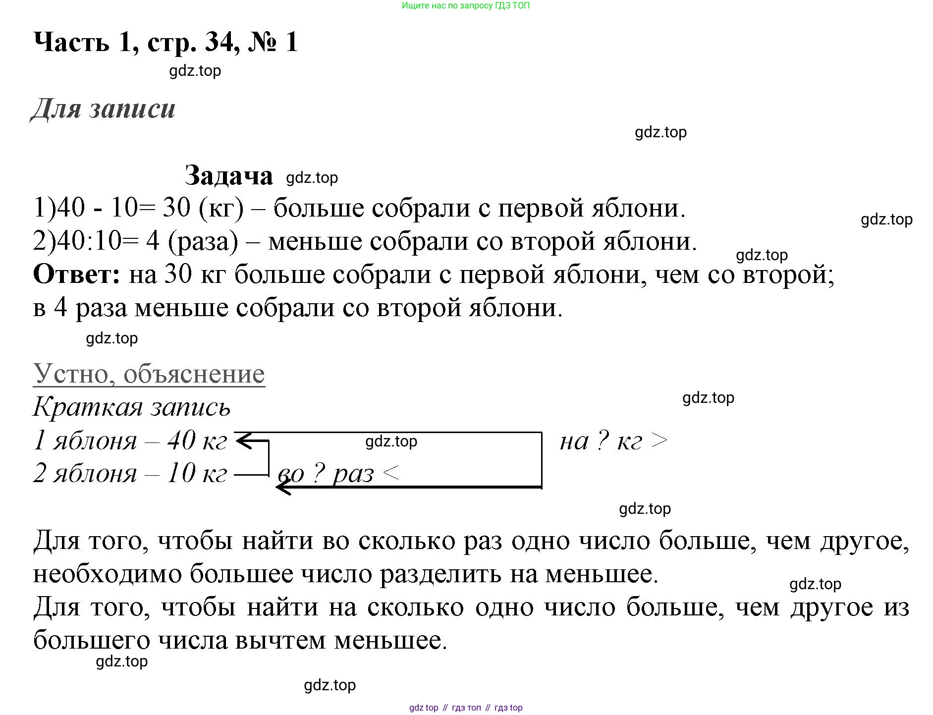 ГДЗ Математика, 3 класс Учебник, авторы: Моро Мария Игнатьевна, Бантова Мария Александровна, Бельтюкова Галина Васильевна, Волкова Светлана Ивановна, Степанова Светлана Вячеславовна, издательство Просвещение, Москва, 2023, белого цвета, Часть 1, страница 34, номер 1, Решение