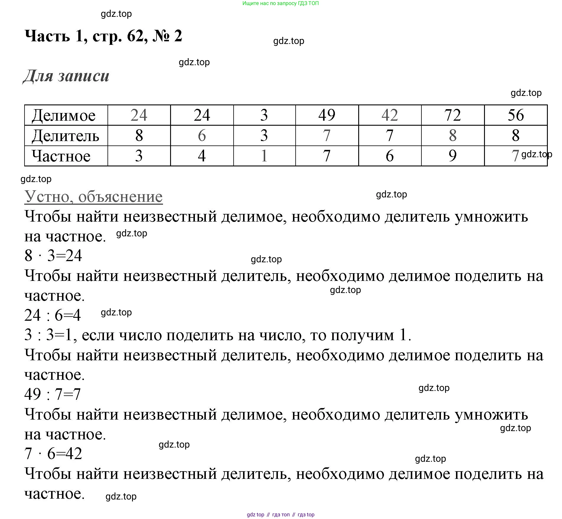 ГДЗ Математика, 3 класс Учебник, авторы: Моро Мария Игнатьевна, Бантова Мария Александровна, Бельтюкова Галина Васильевна, Волкова Светлана Ивановна, Степанова Светлана Вячеславовна, издательство Просвещение, Москва, 2023, белого цвета, Часть 1, страница 62, номер 2, Решение