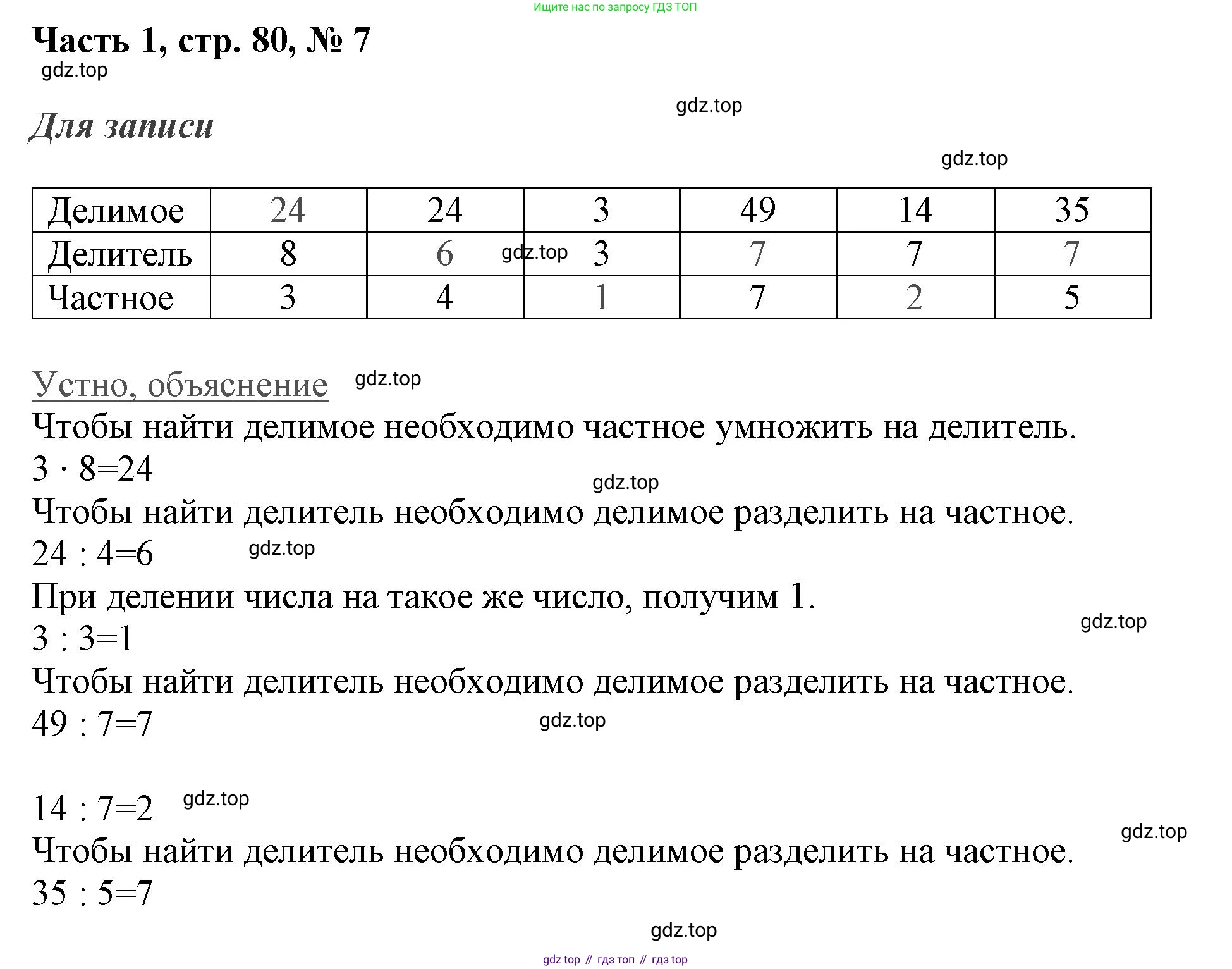 ГДЗ Математика, 3 класс Учебник, авторы: Моро Мария Игнатьевна, Бантова Мария Александровна, Бельтюкова Галина Васильевна, Волкова Светлана Ивановна, Степанова Светлана Вячеславовна, издательство Просвещение, Москва, 2023, белого цвета, Часть 1, страница 80, номер 7, Решение