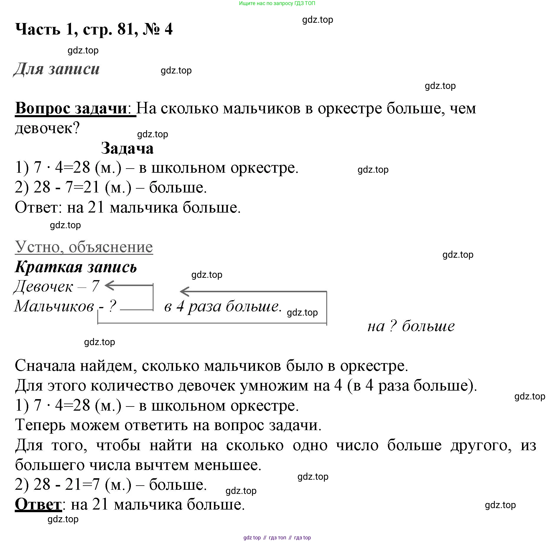 ГДЗ Математика, 3 класс Учебник, авторы: Моро Мария Игнатьевна, Бантова Мария Александровна, Бельтюкова Галина Васильевна, Волкова Светлана Ивановна, Степанова Светлана Вячеславовна, издательство Просвещение, Москва, 2023, белого цвета, Часть 1, страница 81, номер 4, Решение