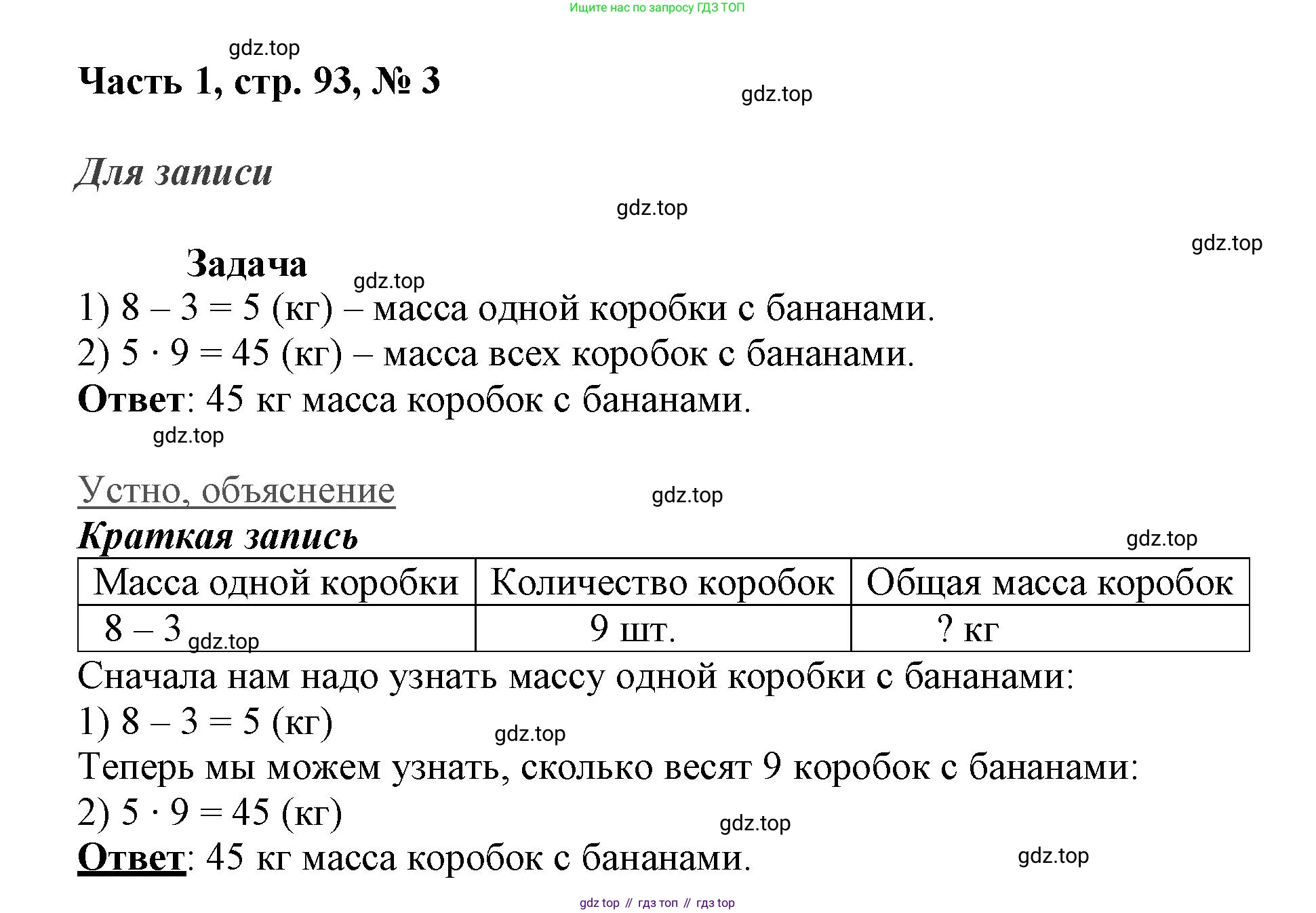 ГДЗ Математика, 3 класс Учебник, авторы: Моро Мария Игнатьевна, Бантова Мария Александровна, Бельтюкова Галина Васильевна, Волкова Светлана Ивановна, Степанова Светлана Вячеславовна, издательство Просвещение, Москва, 2023, белого цвета, Часть 1, страница 93, номер 3, Решение