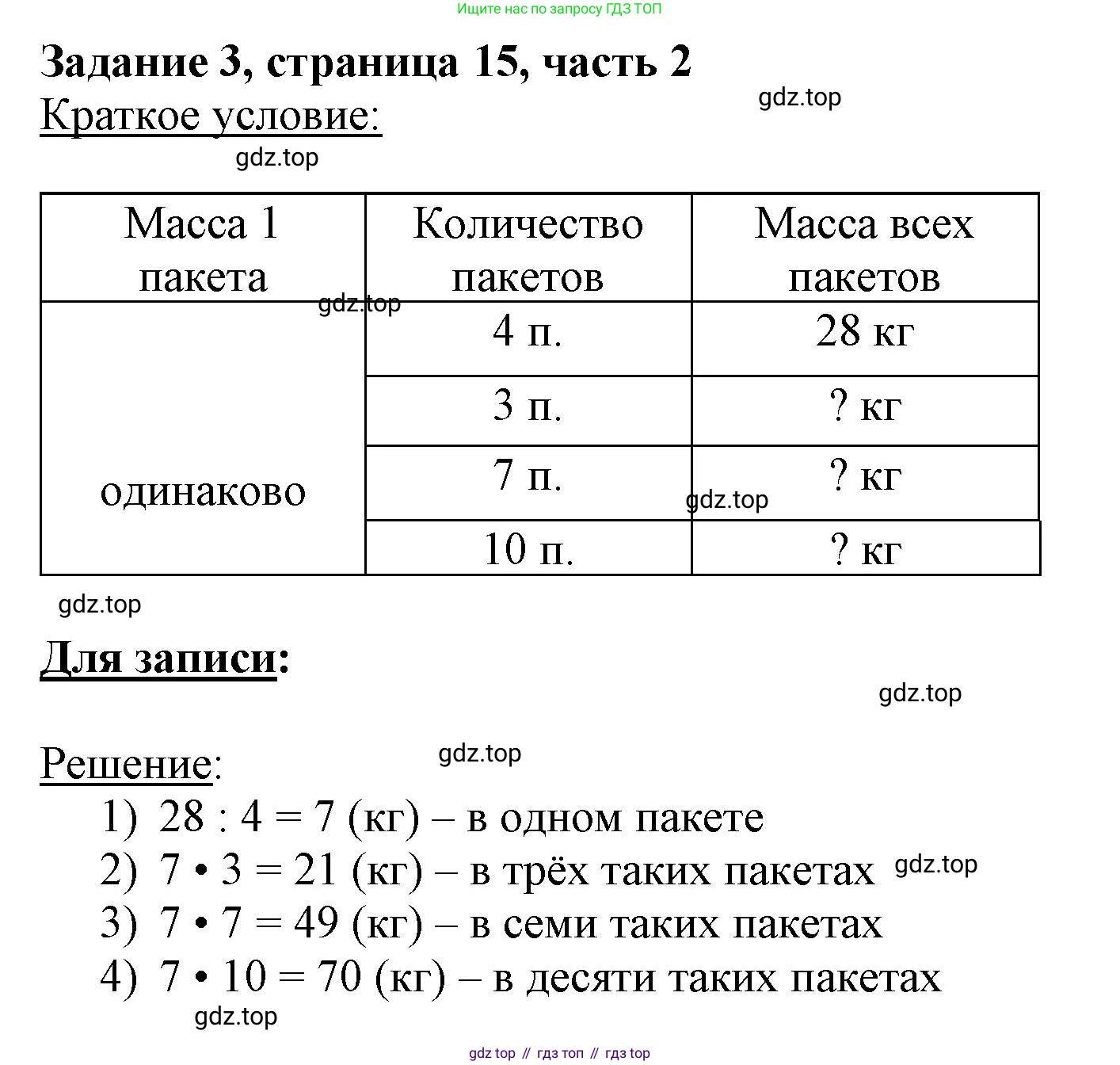 ГДЗ Математика, 3 класс Учебник, авторы: Моро Мария Игнатьевна, Бантова Мария Александровна, Бельтюкова Галина Васильевна, Волкова Светлана Ивановна, Степанова Светлана Вячеславовна, издательство Просвещение, Москва, 2023, белого цвета, Часть 2, страница 15, номер 3, Решение