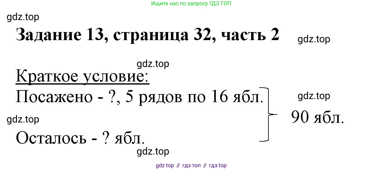 ГДЗ Математика, 3 класс Учебник, авторы: Моро Мария Игнатьевна, Бантова Мария Александровна, Бельтюкова Галина Васильевна, Волкова Светлана Ивановна, Степанова Светлана Вячеславовна, издательство Просвещение, Москва, 2023, белого цвета, Часть 2, страница 32, номер 13, Решение