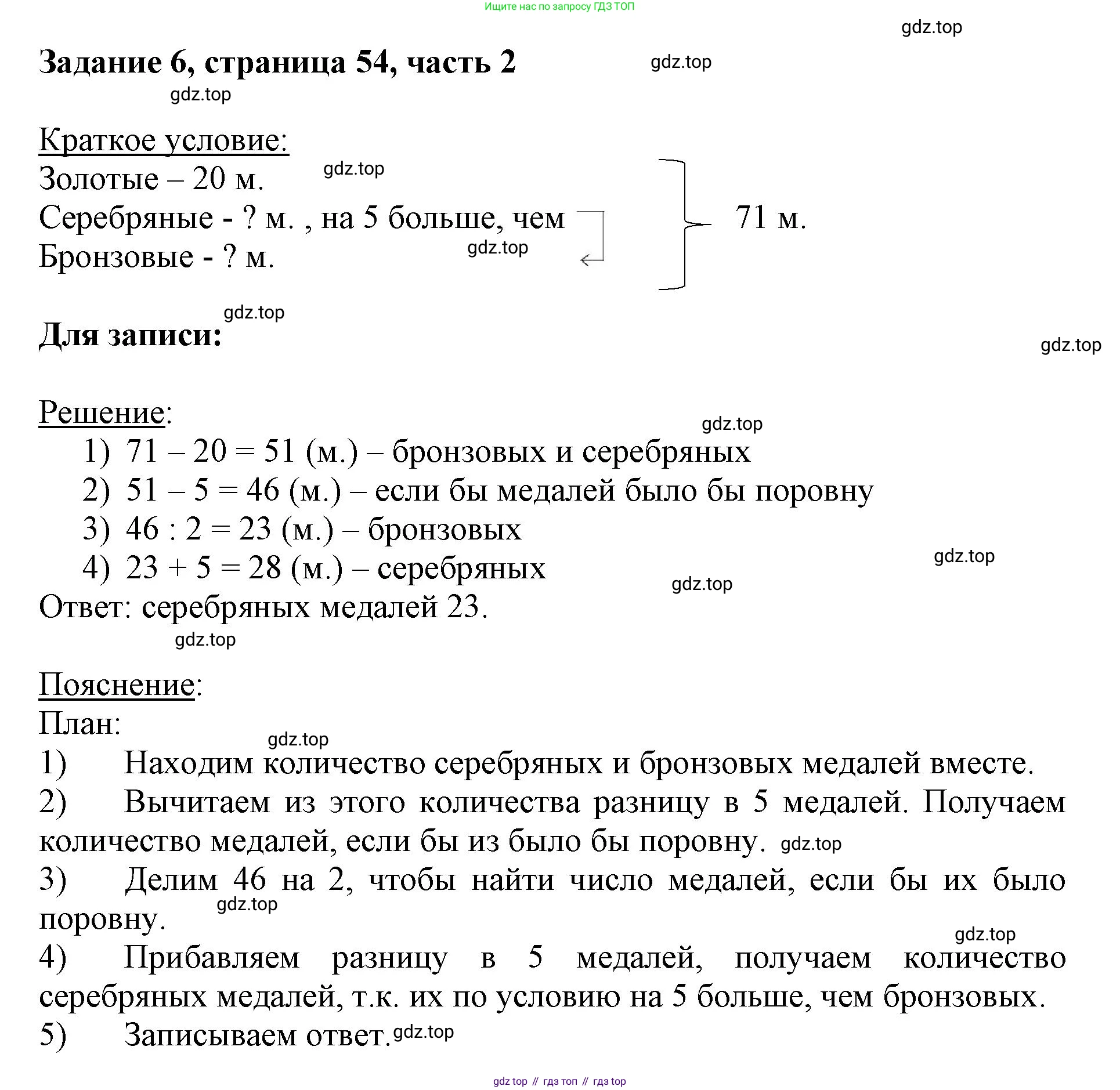 ГДЗ Математика, 3 класс Учебник, авторы: Моро Мария Игнатьевна, Бантова Мария Александровна, Бельтюкова Галина Васильевна, Волкова Светлана Ивановна, Степанова Светлана Вячеславовна, издательство Просвещение, Москва, 2023, белого цвета, Часть 2, страница 54, номер 6, Решение