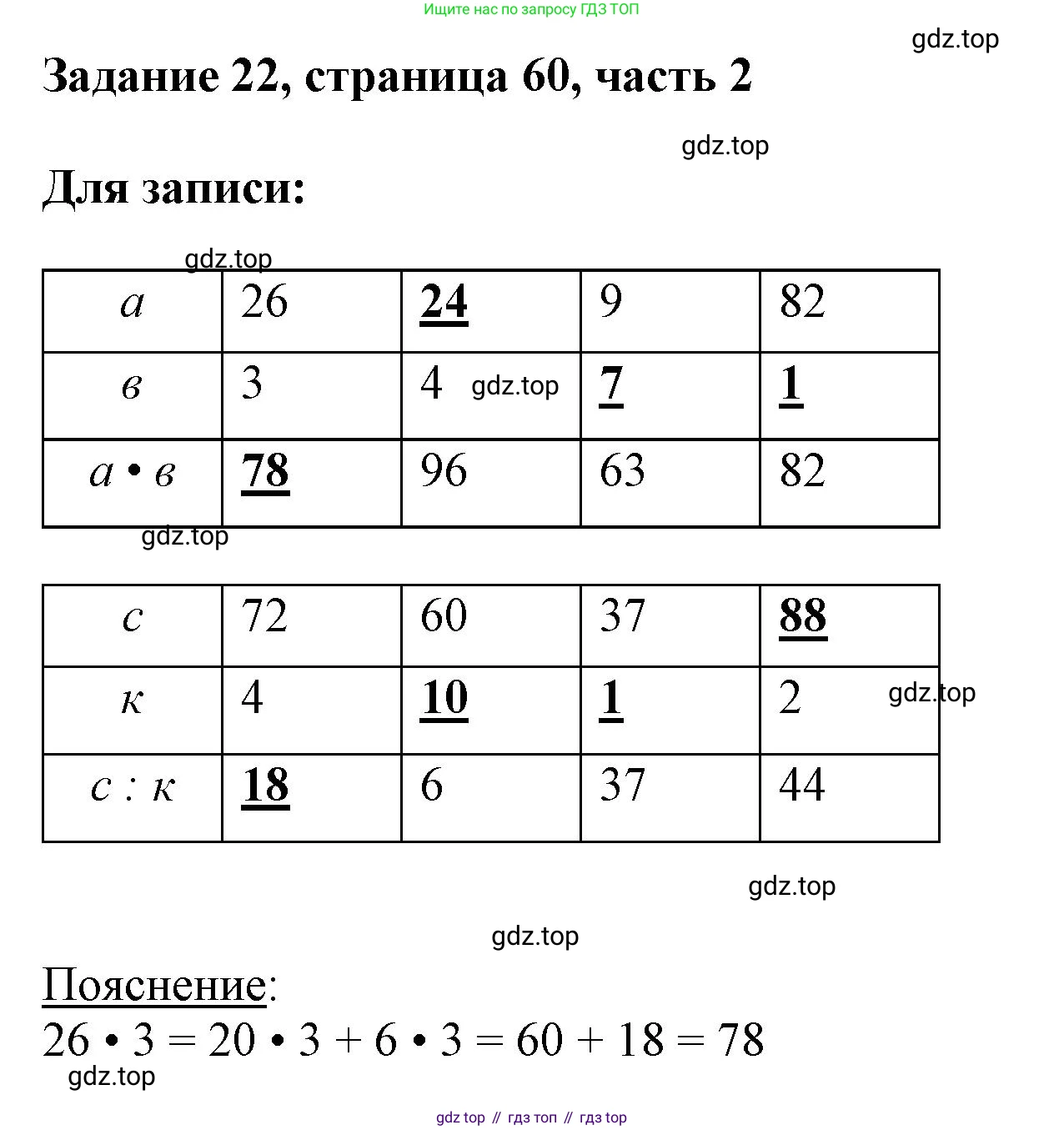 ГДЗ Математика, 3 класс Учебник, авторы: Моро Мария Игнатьевна, Бантова Мария Александровна, Бельтюкова Галина Васильевна, Волкова Светлана Ивановна, Степанова Светлана Вячеславовна, издательство Просвещение, Москва, 2023, белого цвета, Часть 2, страница 60, номер 22, Решение