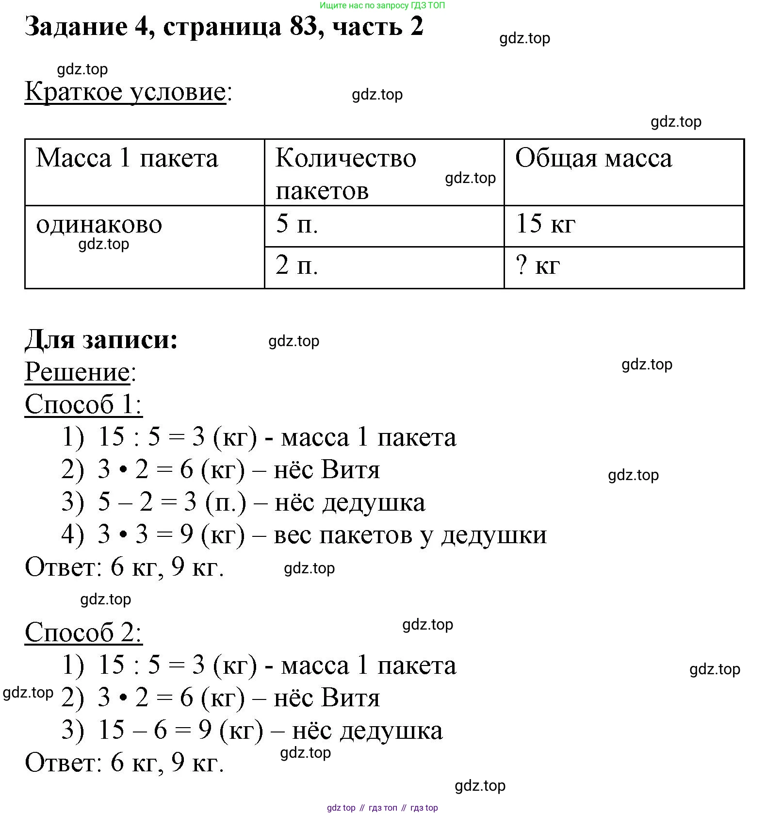 ГДЗ Математика, 3 класс Учебник, авторы: Моро Мария Игнатьевна, Бантова Мария Александровна, Бельтюкова Галина Васильевна, Волкова Светлана Ивановна, Степанова Светлана Вячеславовна, издательство Просвещение, Москва, 2023, белого цвета, Часть 2, страница 83, номер 4, Решение
