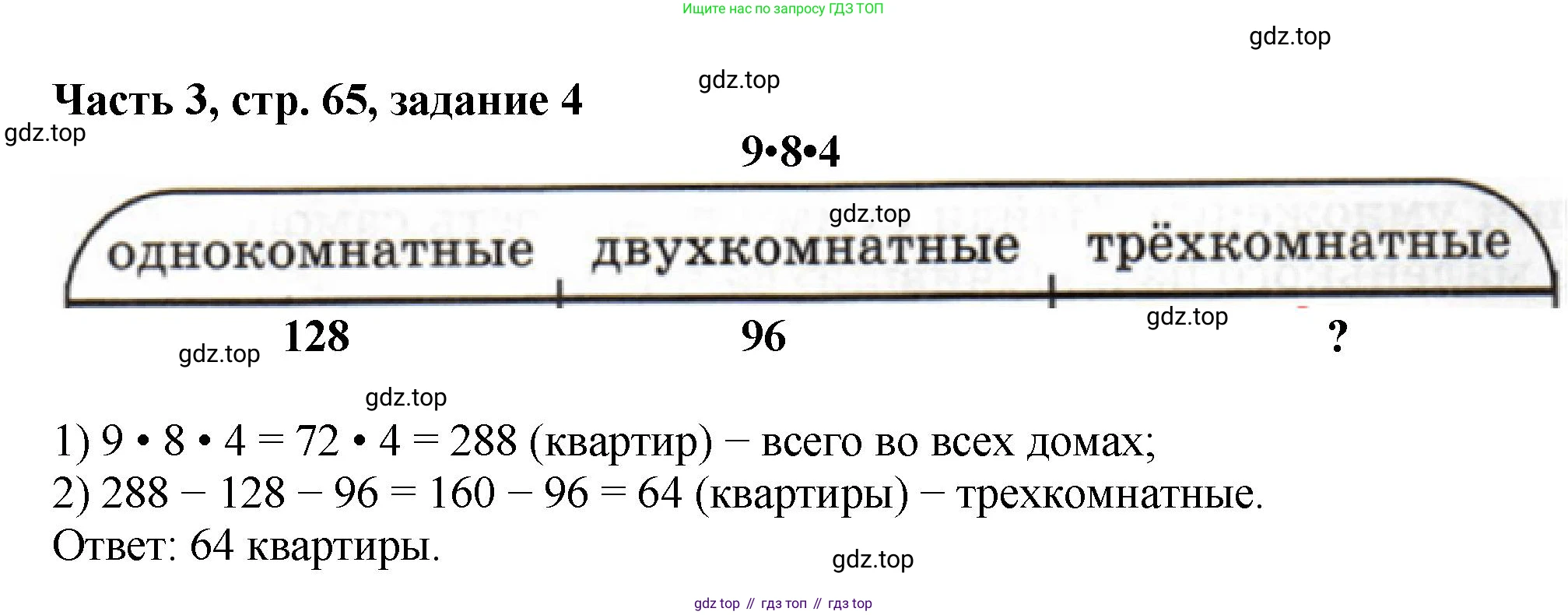 Математика, 3 класс учебное пособие - тетрадь, автор: Петерсон Людмила Георгиевна, издательство Просвещение, Москва, 2024, зелёного цвета, Часть 3, страница 65, номер 4, Решение 2024