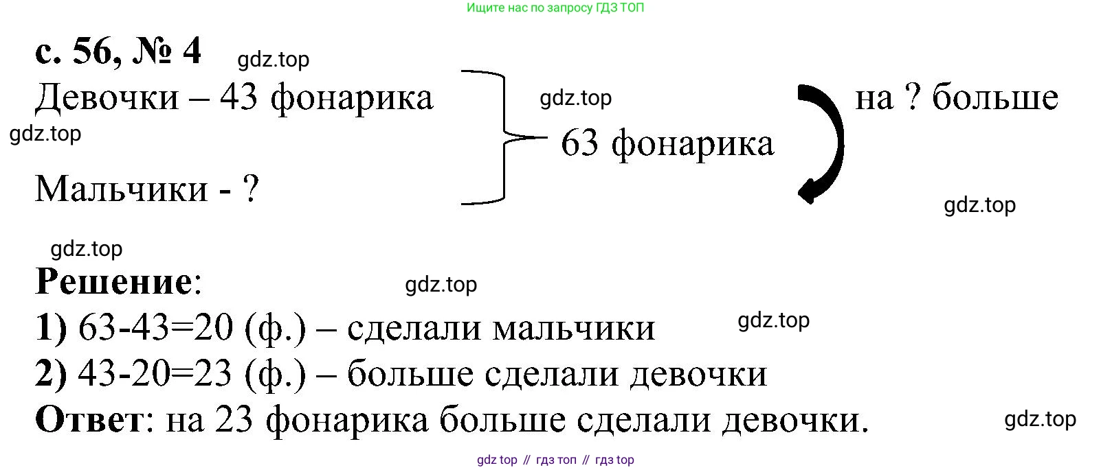 ГДЗ Математика, 3 класс Проверочные работы, автор: Волкова Светлана Ивановна, издательство Просвещение, Москва, 2023, белого цвета, страница 56, номер 4, Решение
