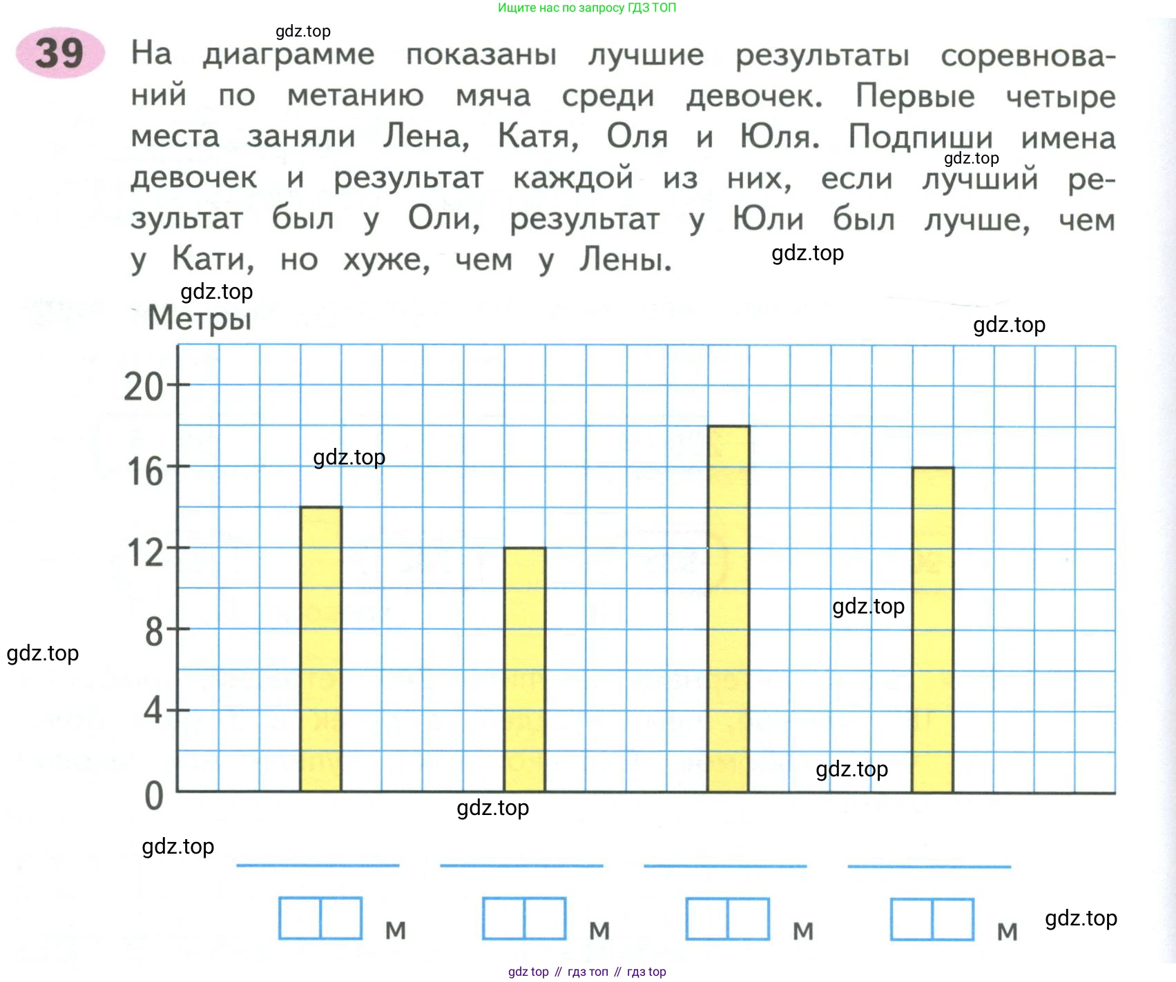 ГДЗ Математика, 4 класс рабочая тетрадь, автор: Волкова Светлана Ивановна, издательство Просвещение, Москва, 2023, белого цвета, Часть 1, страница 14, номер 39, Условие