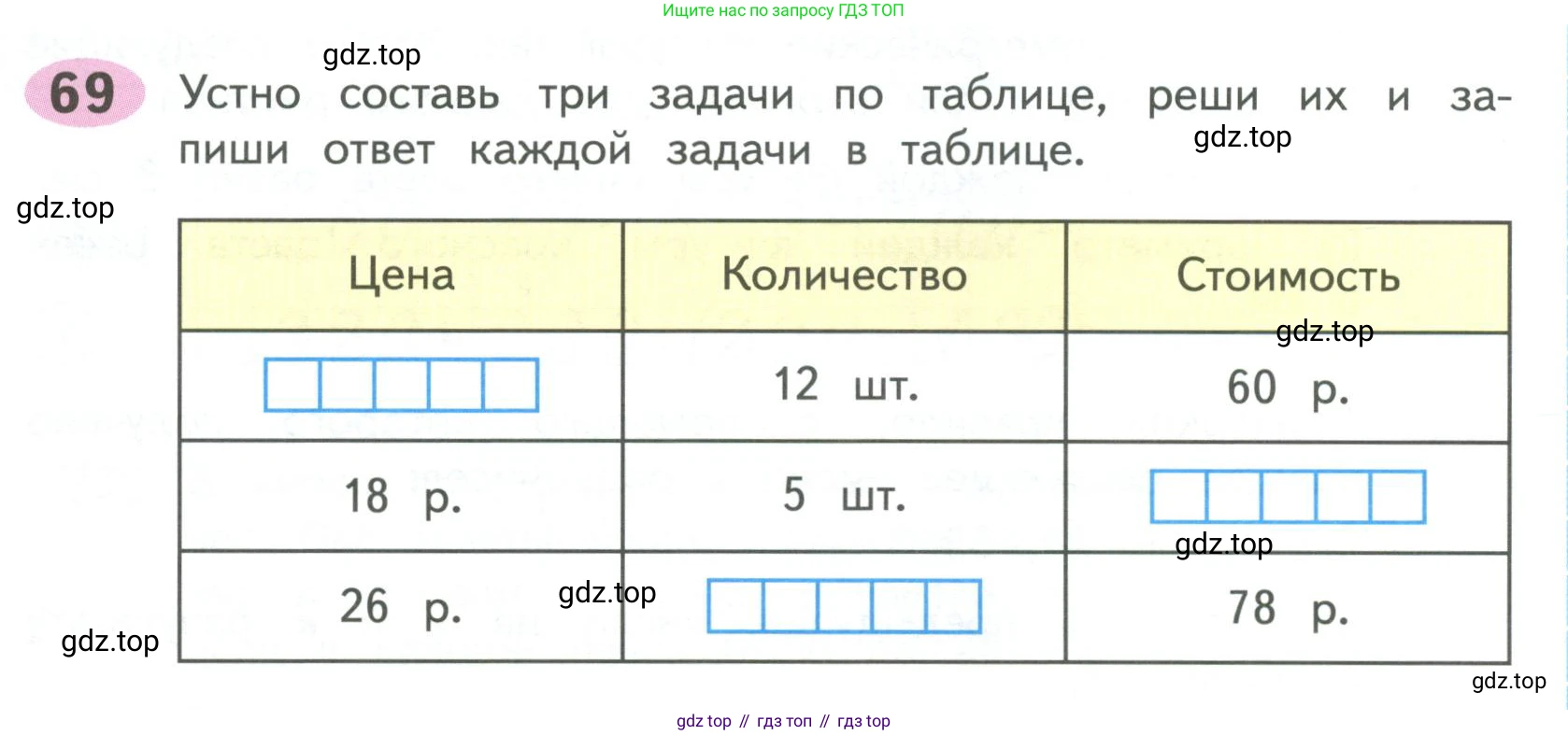 ГДЗ Математика, 4 класс рабочая тетрадь, автор: Волкова Светлана Ивановна, издательство Просвещение, Москва, 2023, белого цвета, Часть 1, страница 37, номер 69, Условие