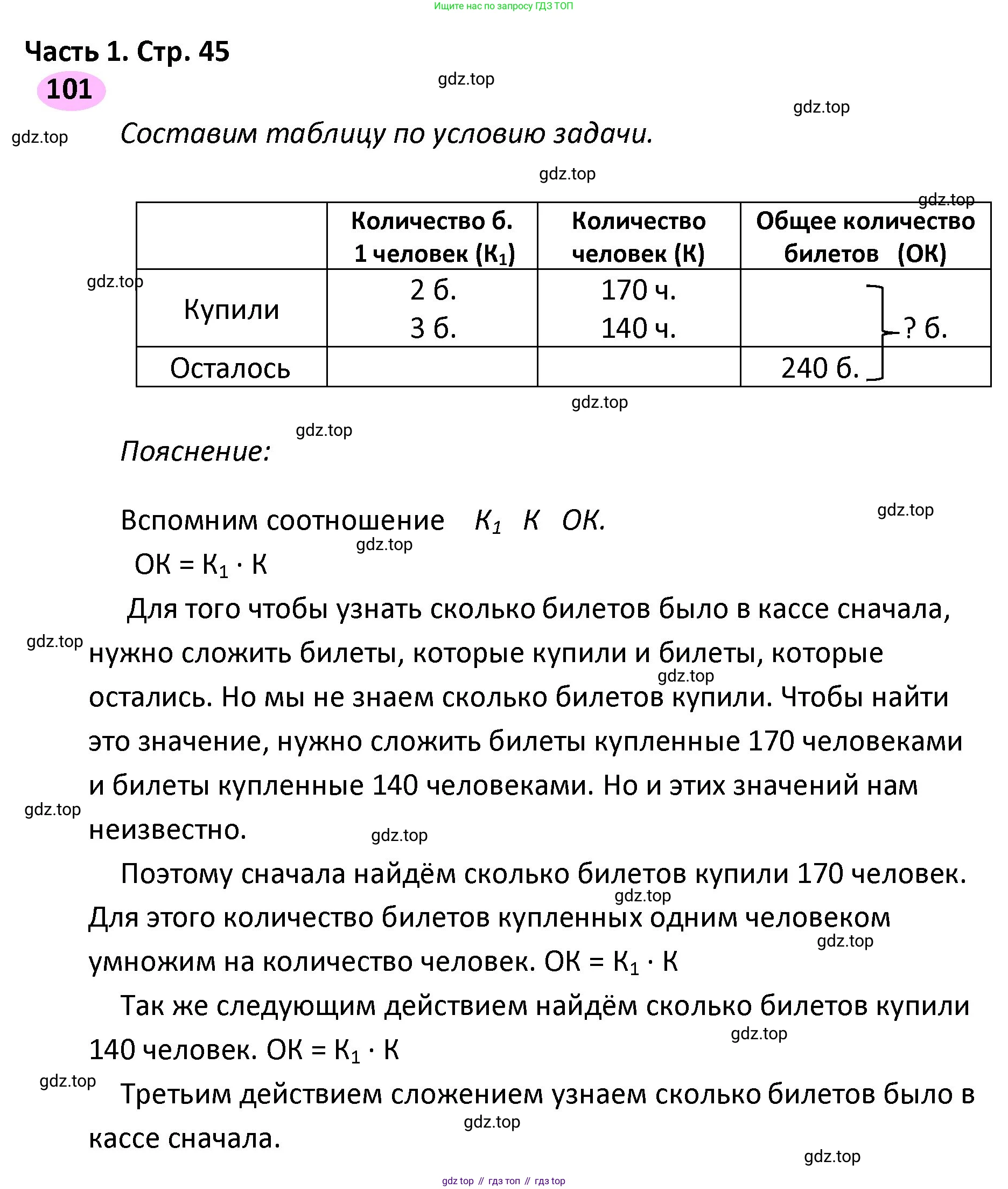 ГДЗ Математика, 4 класс рабочая тетрадь, автор: Волкова Светлана Ивановна, издательство Просвещение, Москва, 2023, белого цвета, Часть 1, страница 45, номер 101, Решение