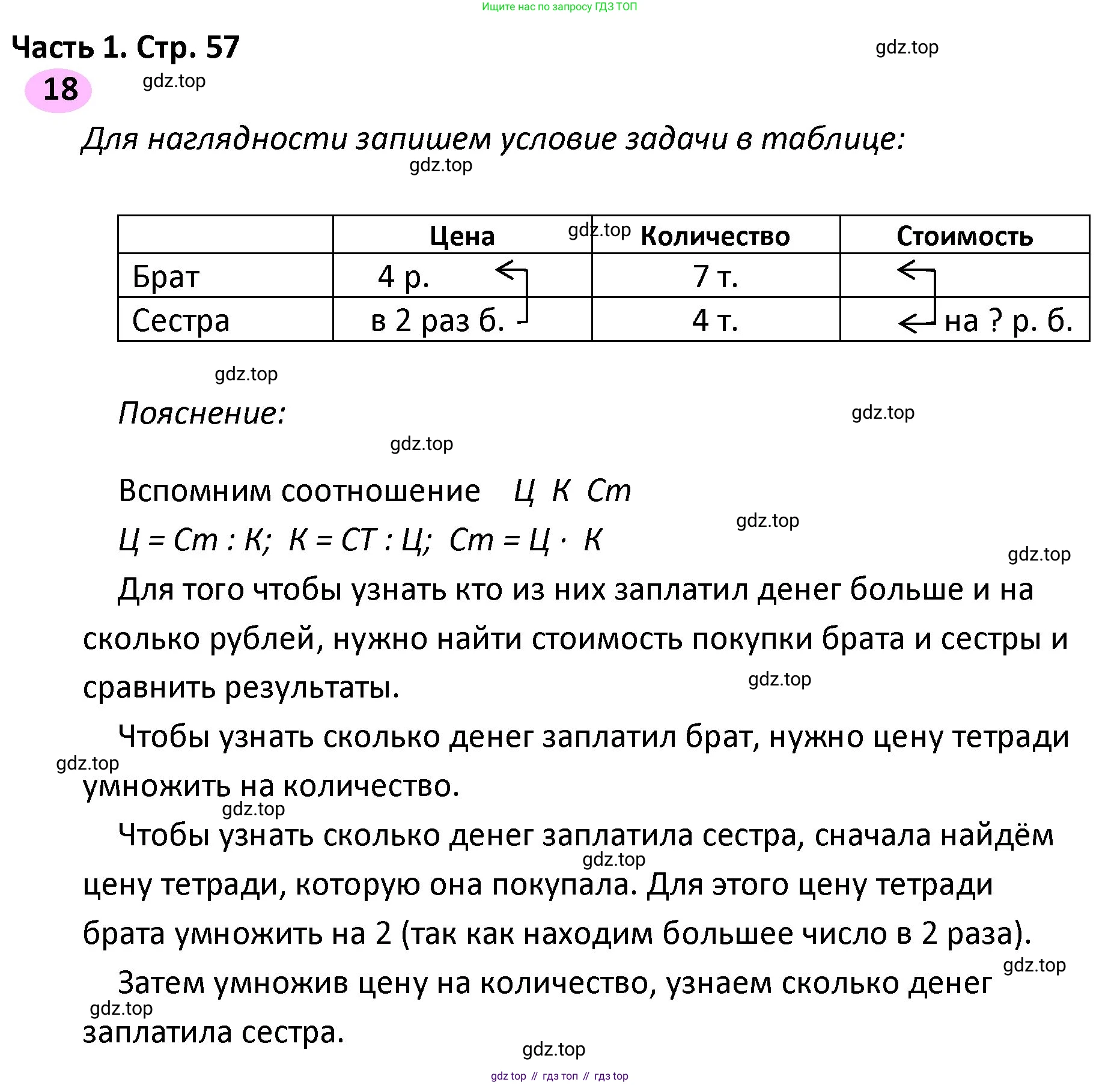 ГДЗ Математика, 4 класс рабочая тетрадь, автор: Волкова Светлана Ивановна, издательство Просвещение, Москва, 2023, белого цвета, Часть 1, страница 57, номер 18, Решение