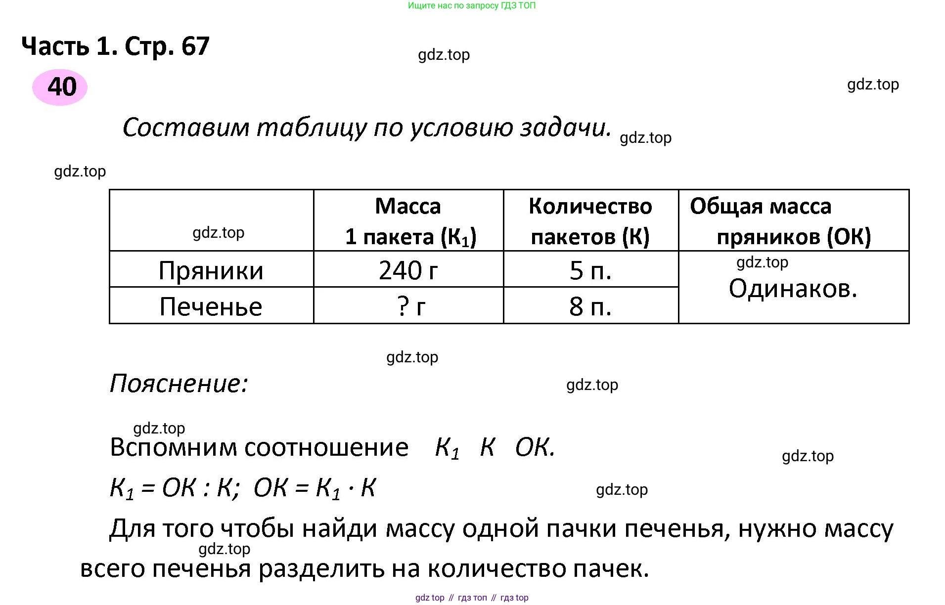 ГДЗ Математика, 4 класс рабочая тетрадь, автор: Волкова Светлана Ивановна, издательство Просвещение, Москва, 2023, белого цвета, Часть 2, страница 67, номер 40, Решение