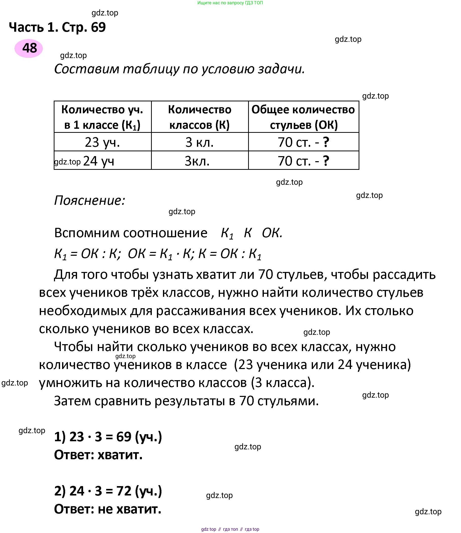 ГДЗ Математика, 4 класс рабочая тетрадь, автор: Волкова Светлана Ивановна, издательство Просвещение, Москва, 2023, белого цвета, Часть 2, страница 69, номер 48, Решение