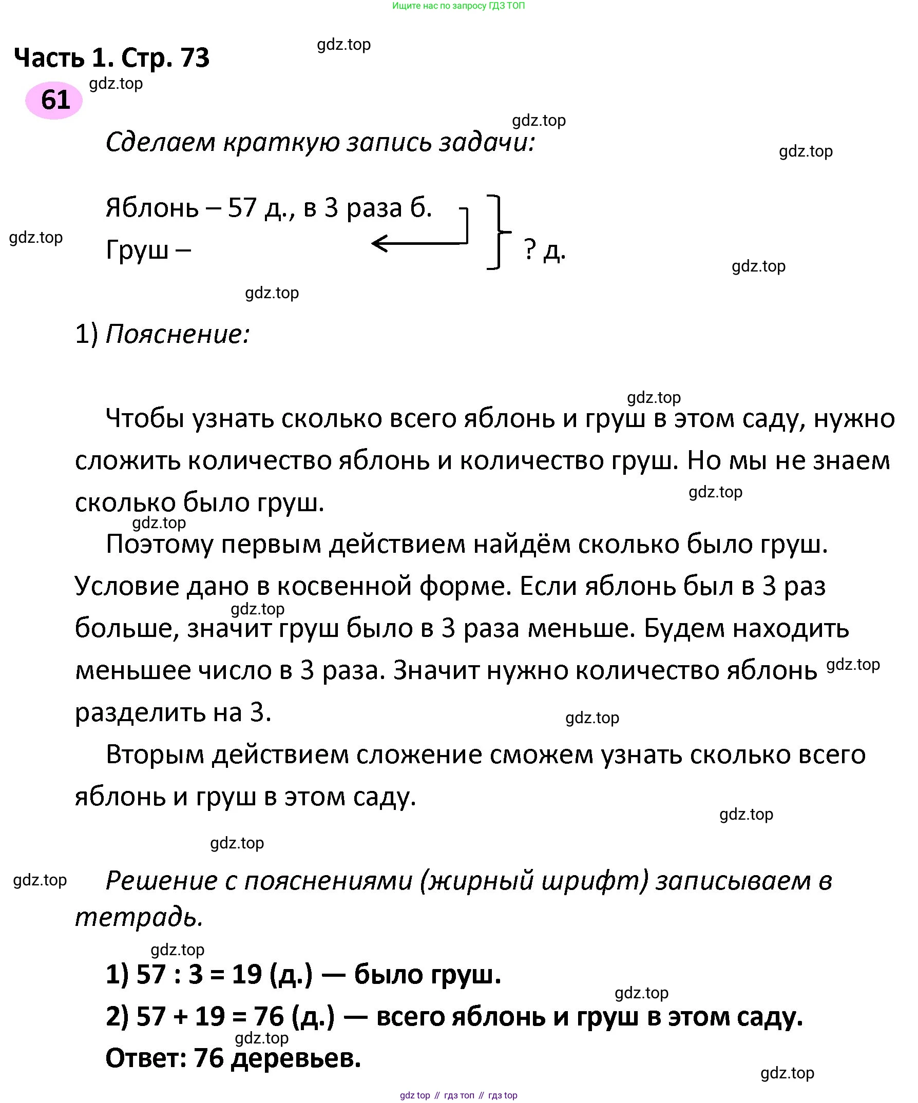 ГДЗ Математика, 4 класс рабочая тетрадь, автор: Волкова Светлана Ивановна, издательство Просвещение, Москва, 2023, белого цвета, Часть 2, страница 73, номер 61, Решение