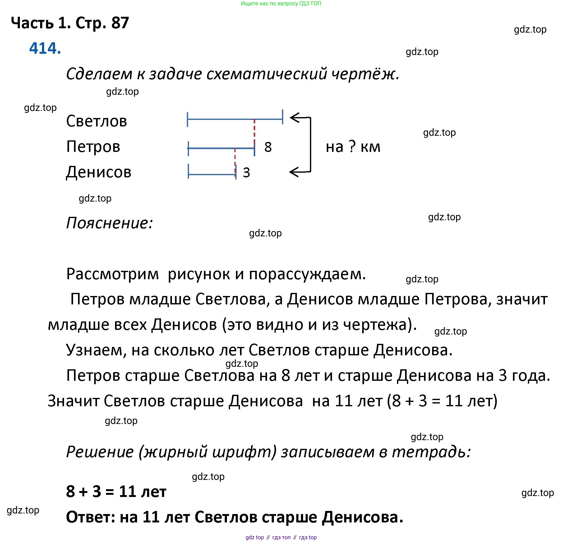 ГДЗ Математика, 4 класс Учебник, авторы: Моро Мария Игнатьевна, Бантова Мария Александровна, Бельтюкова Галина Васильевна, Волкова Светлана Ивановна, Степанова Светлана Вячеславовна, издательство Просвещение, Москва, 2023, белого цвета, Часть 1, страница 87, номер 414, Решение