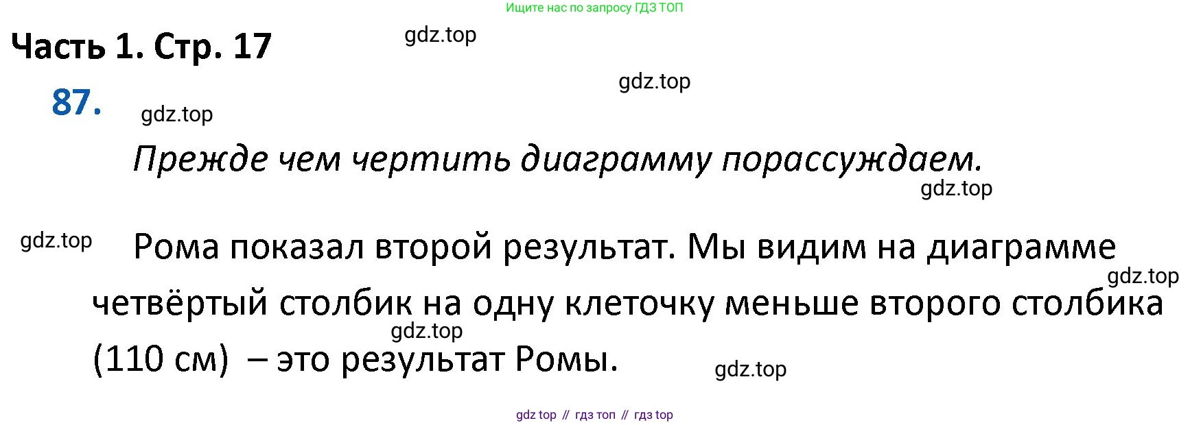 ГДЗ Математика, 4 класс Учебник, авторы: Моро Мария Игнатьевна, Бантова Мария Александровна, Бельтюкова Галина Васильевна, Волкова Светлана Ивановна, Степанова Светлана Вячеславовна, издательство Просвещение, Москва, 2023, белого цвета, Часть 1, страница 17, номер 87, Решение