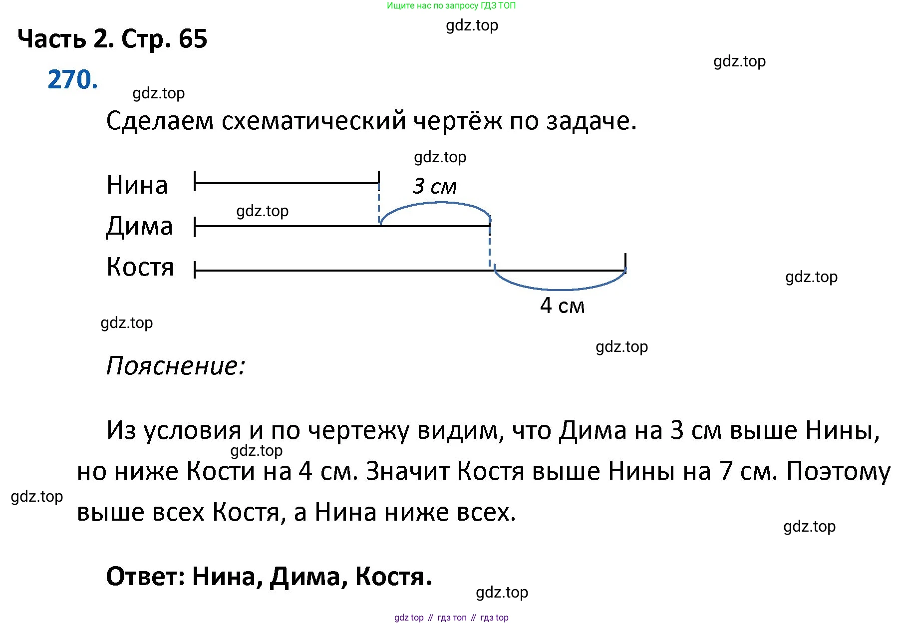 ГДЗ Математика, 4 класс Учебник, авторы: Моро Мария Игнатьевна, Бантова Мария Александровна, Бельтюкова Галина Васильевна, Волкова Светлана Ивановна, Степанова Светлана Вячеславовна, издательство Просвещение, Москва, 2023, белого цвета, Часть 2, страница 65, номер 270, Решение