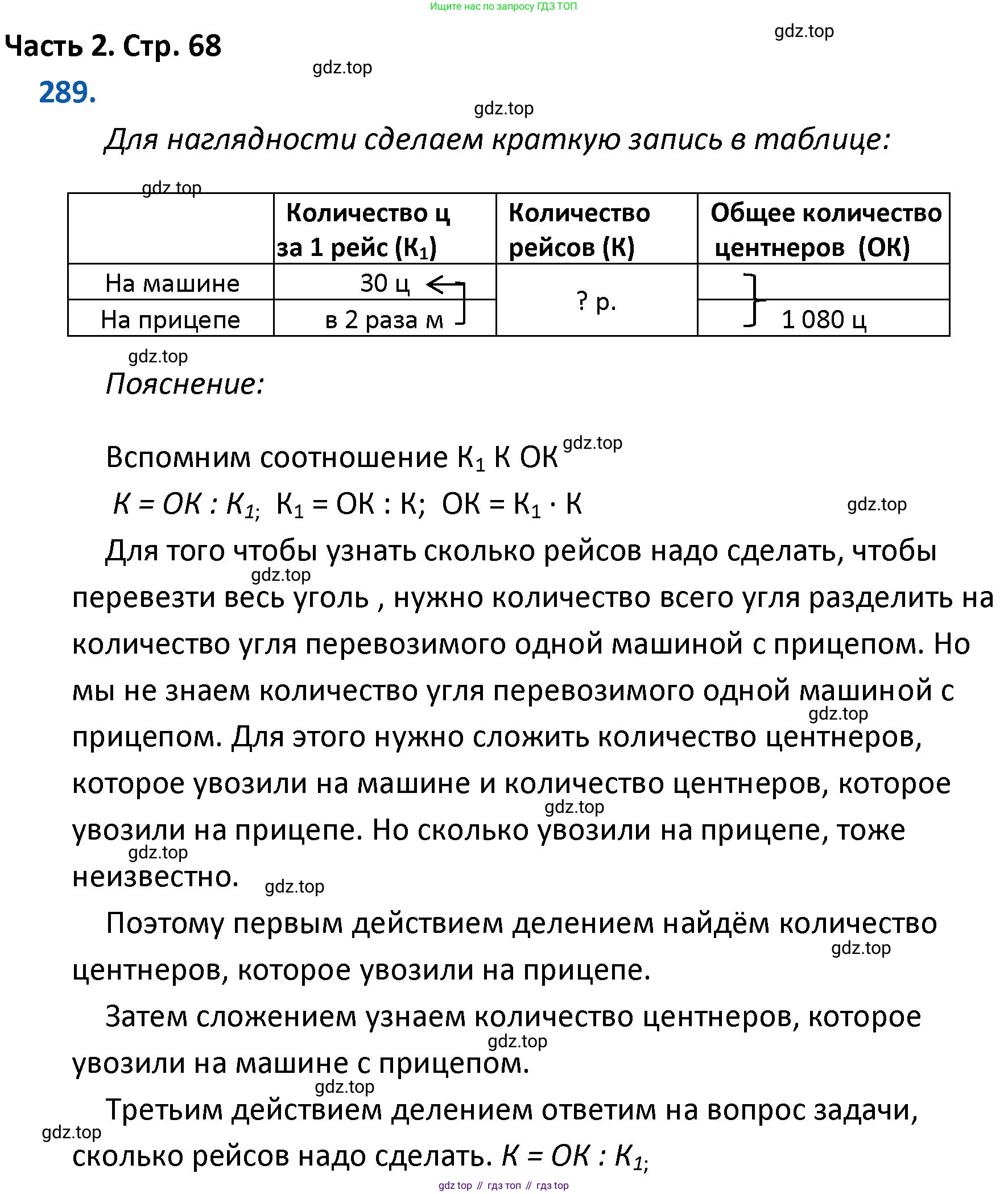 ГДЗ Математика, 4 класс Учебник, авторы: Моро Мария Игнатьевна, Бантова Мария Александровна, Бельтюкова Галина Васильевна, Волкова Светлана Ивановна, Степанова Светлана Вячеславовна, издательство Просвещение, Москва, 2023, белого цвета, Часть 2, страница 68, номер 289, Решение