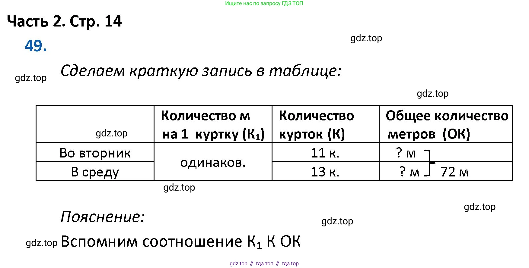 ГДЗ Математика, 4 класс Учебник, авторы: Моро Мария Игнатьевна, Бантова Мария Александровна, Бельтюкова Галина Васильевна, Волкова Светлана Ивановна, Степанова Светлана Вячеславовна, издательство Просвещение, Москва, 2023, белого цвета, Часть 2, страница 14, номер 49, Решение