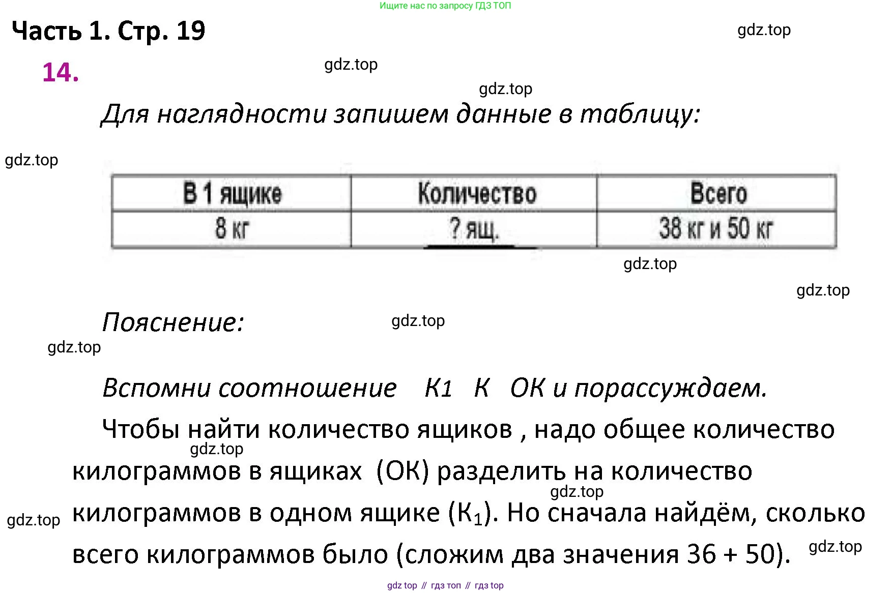 ГДЗ Математика, 4 класс Учебник, авторы: Моро Мария Игнатьевна, Бантова Мария Александровна, Бельтюкова Галина Васильевна, Волкова Светлана Ивановна, Степанова Светлана Вячеславовна, издательство Просвещение, Москва, 2023, белого цвета, Часть 1, страница 19, номер 14, Решение