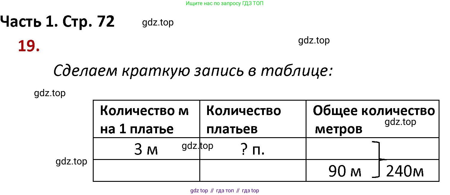 ГДЗ Математика, 4 класс Учебник, авторы: Моро Мария Игнатьевна, Бантова Мария Александровна, Бельтюкова Галина Васильевна, Волкова Светлана Ивановна, Степанова Светлана Вячеславовна, издательство Просвещение, Москва, 2023, белого цвета, Часть 1, страница 72, номер 19, Решение