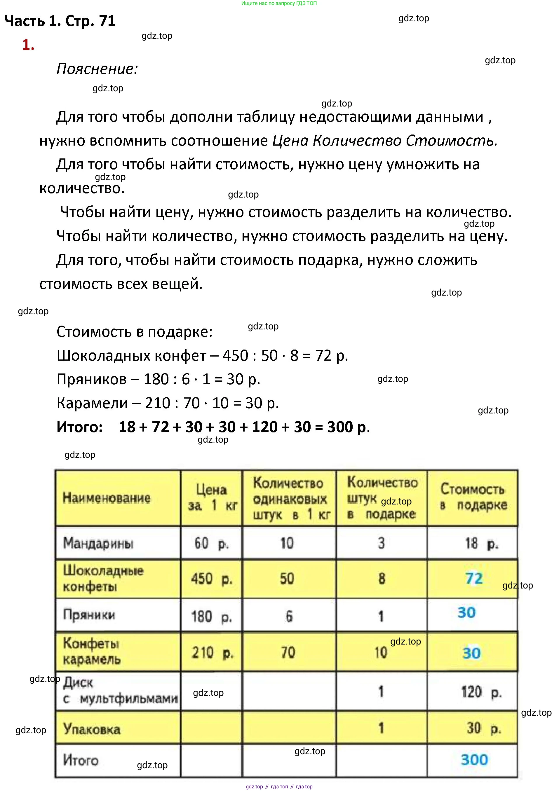 ГДЗ Математика, 4 класс Учебник, авторы: Моро Мария Игнатьевна, Бантова Мария Александровна, Бельтюкова Галина Васильевна, Волкова Светлана Ивановна, Степанова Светлана Вячеславовна, издательство Просвещение, Москва, 2023, белого цвета, Часть 1, страница 71, номер 1, Решение