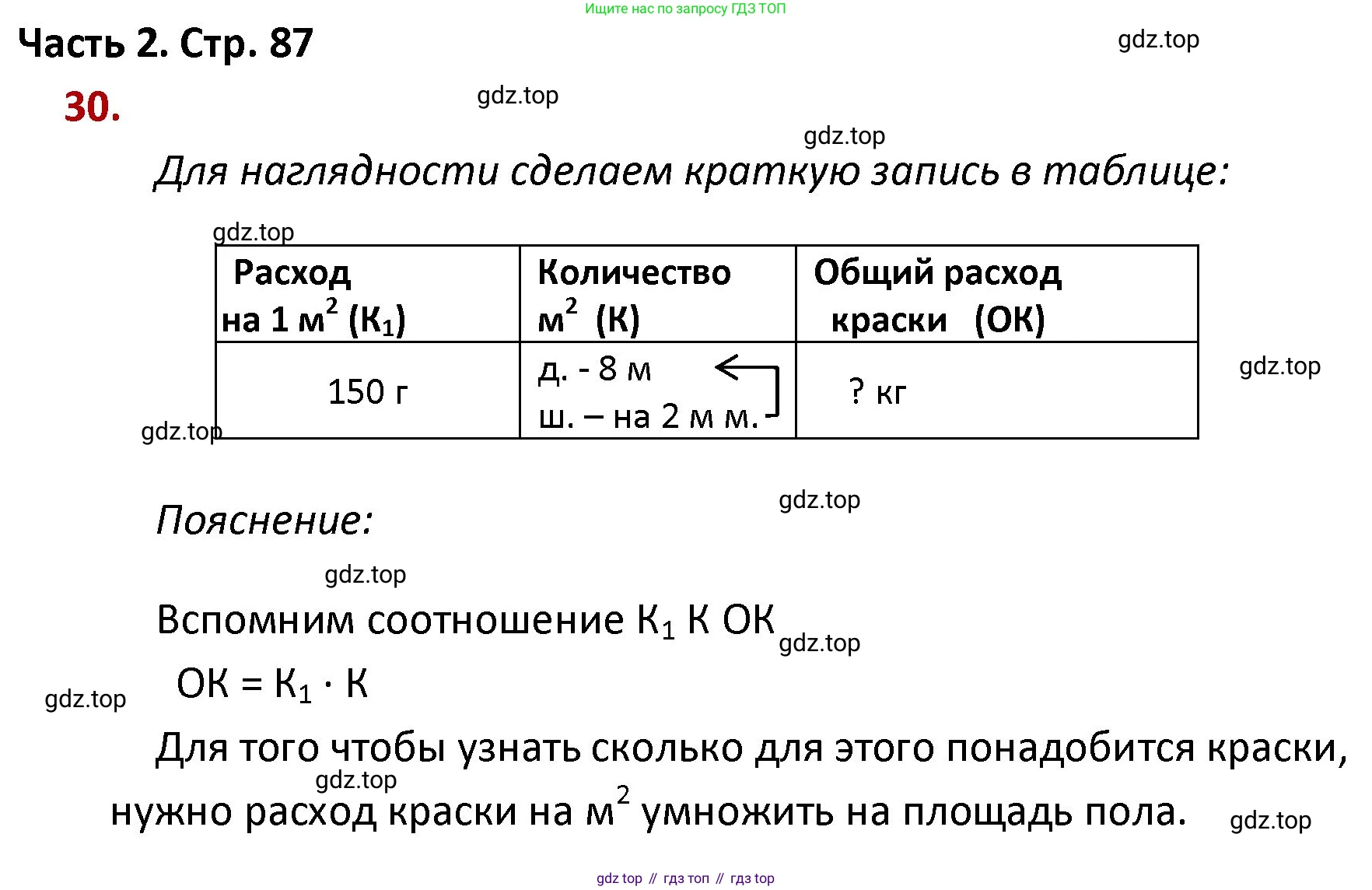 ГДЗ Математика, 4 класс Учебник, авторы: Моро Мария Игнатьевна, Бантова Мария Александровна, Бельтюкова Галина Васильевна, Волкова Светлана Ивановна, Степанова Светлана Вячеславовна, издательство Просвещение, Москва, 2023, белого цвета, Часть 2, страница 87, номер 30, Решение