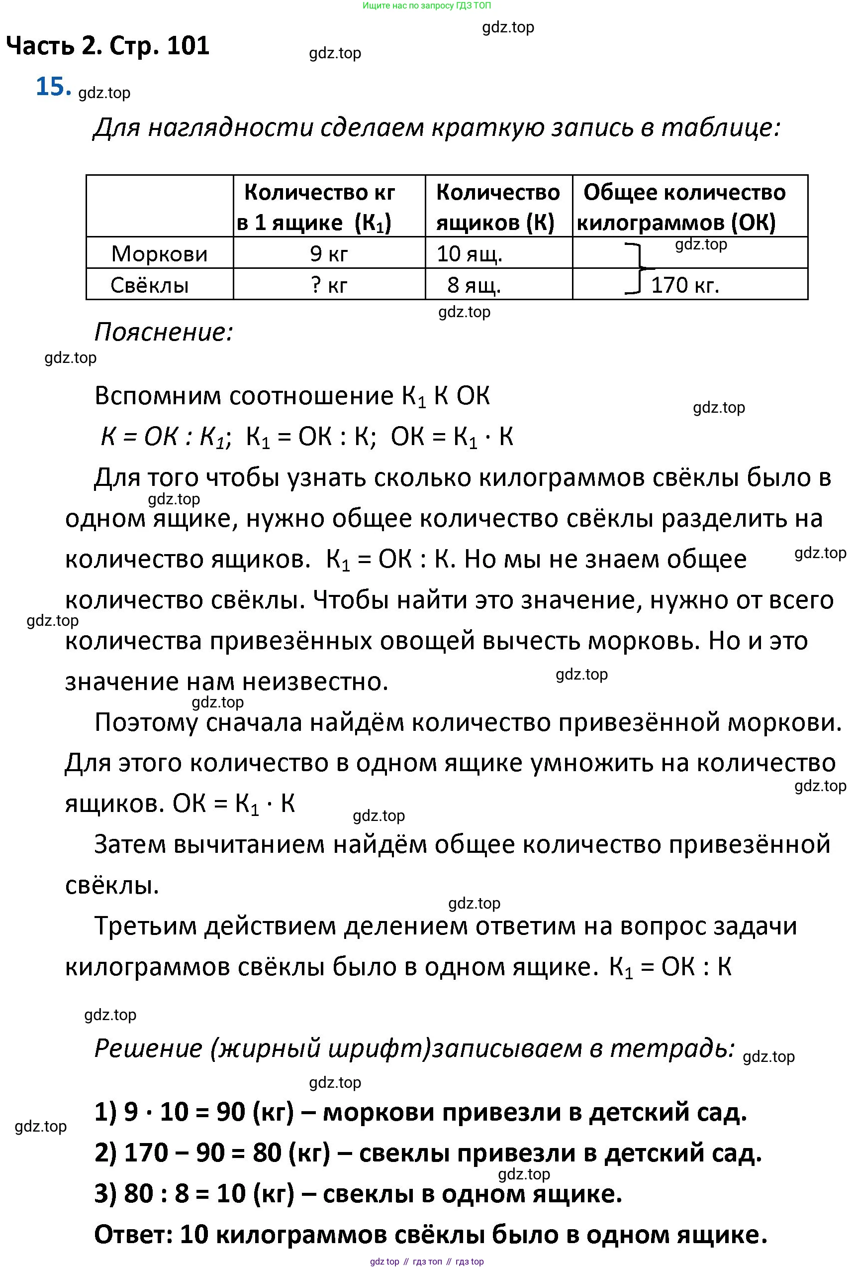 ГДЗ Математика, 4 класс Учебник, авторы: Моро Мария Игнатьевна, Бантова Мария Александровна, Бельтюкова Галина Васильевна, Волкова Светлана Ивановна, Степанова Светлана Вячеславовна, издательство Просвещение, Москва, 2023, белого цвета, Часть 2, страница 101, номер 15, Решение