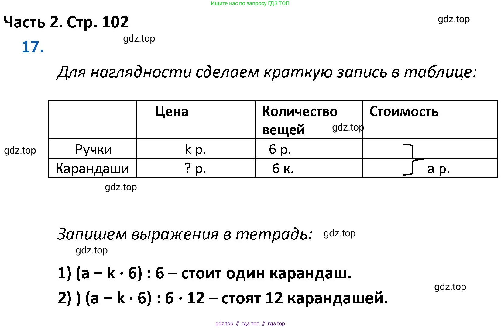 ГДЗ Математика, 4 класс Учебник, авторы: Моро Мария Игнатьевна, Бантова Мария Александровна, Бельтюкова Галина Васильевна, Волкова Светлана Ивановна, Степанова Светлана Вячеславовна, издательство Просвещение, Москва, 2023, белого цвета, Часть 2, страница 102, номер 17, Решение