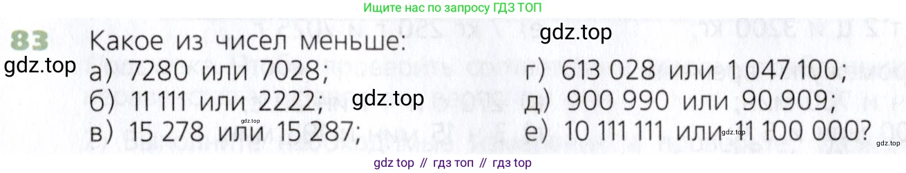 Математика, 5 класс Учебник, авторы: Дорофеев Георгий Владимирович, Шарыгин Игорь Фёдорович, Суворова Светлана Борисовна, Бунимович Евгений Абрамович, Кузнецова Людмила Викторовна, Минаева Светлана Станиславовна, Рослова Лариса Олеговна, издательство Просвещение, Москва, 2019 - 2022, белого цвета, страница 31, номер 83, Условие