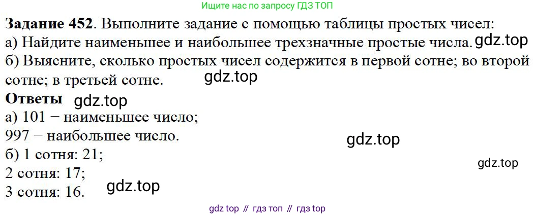 Математика, 5 класс Учебник, авторы: Дорофеев Георгий Владимирович, Шарыгин Игорь Фёдорович, Суворова Светлана Борисовна, Бунимович Евгений Абрамович, Кузнецова Людмила Викторовна, Минаева Светлана Станиславовна, Рослова Лариса Олеговна, издательство Просвещение, Москва, 2019 - 2022, белого цвета, страница 119, номер 452, Решение 3