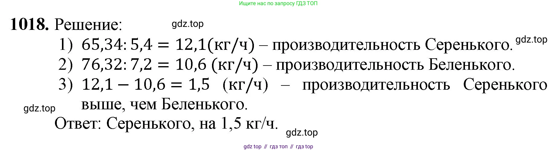 ГДЗ Математика, 5 класс Учебник, авторы: Мерзляк Аркадий Григорьевич, Полонский Виталий Борисович, Якир Михаил Семёнович, издательство Просвещение, Москва, 2019 - 2022, голубого цвета, страница 246, номер 1018, Решение 1