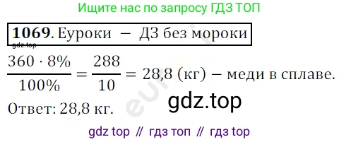 ГДЗ Математика, 5 класс Учебник, авторы: Мерзляк Аркадий Григорьевич, Полонский Виталий Борисович, Якир Михаил Семёнович, издательство Просвещение, Москва, 2019 - 2022, голубого цвета, страница 256, номер 1069, Решение 3