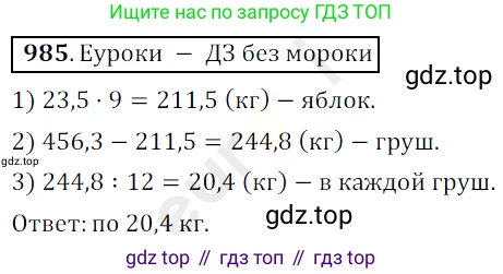 ГДЗ Математика, 5 класс Учебник, авторы: Мерзляк Аркадий Григорьевич, Полонский Виталий Борисович, Якир Михаил Семёнович, издательство Просвещение, Москва, 2019 - 2022, голубого цвета, страница 243, номер 985, Решение 3