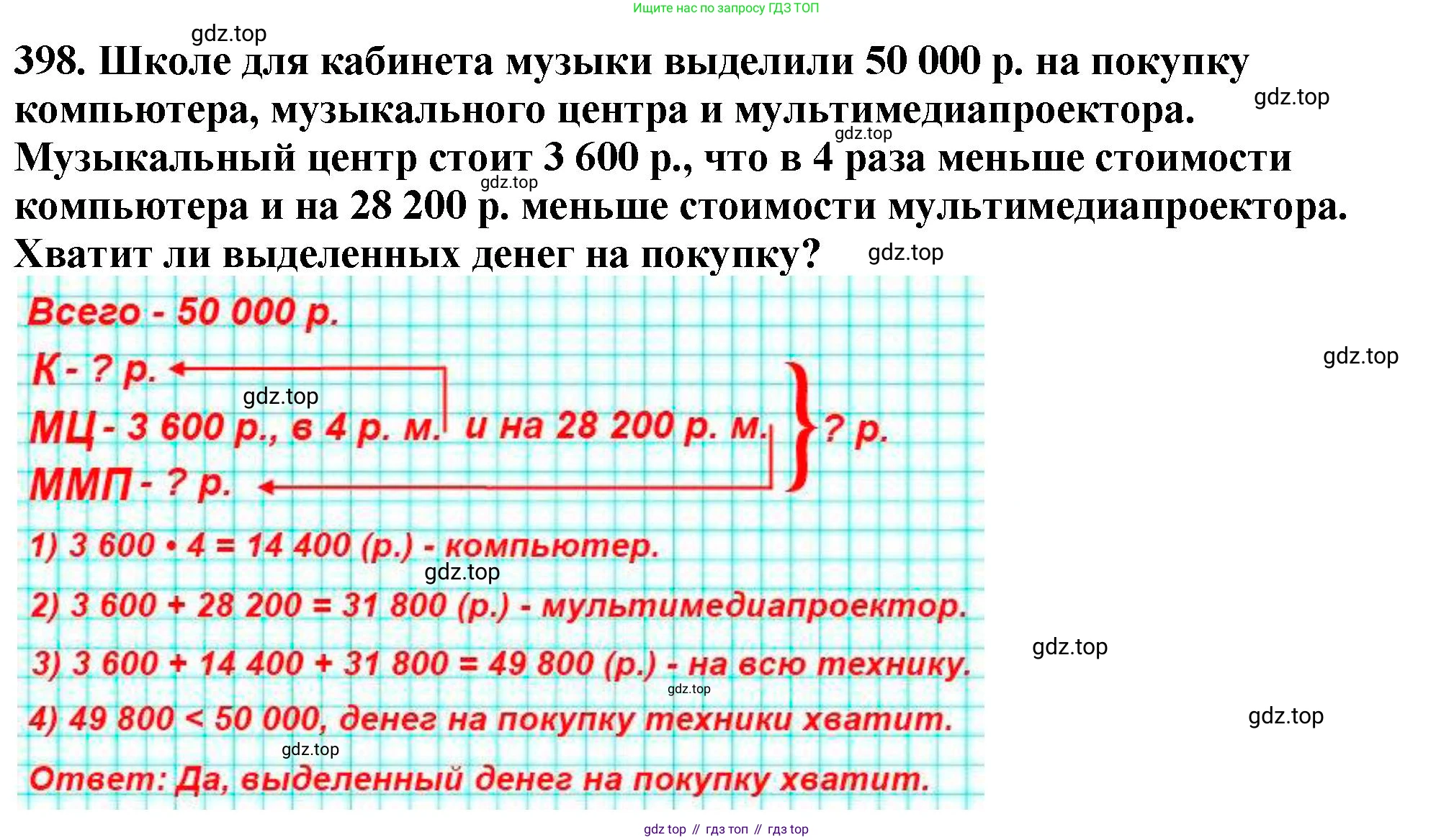 ГДЗ Математика, 5 класс Учебник, авторы: Мерзляк Аркадий Григорьевич, Полонский Виталий Борисович, Якир Михаил Семёнович, издательство Просвещение, Москва, 2019 - 2022, голубого цвета, страница 111, номер 398, Решение 4