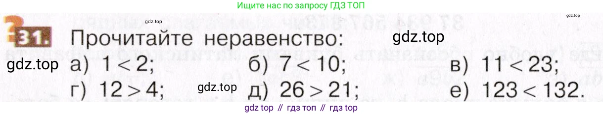 ГДЗ Математика, 5 класс Учебник, авторы: Никольский Сергей Михайлович, Потапов Михаил Константинович, Решетников Николай Николаевич, Шевкин Александр Владимирович, издательство Просвещение, Москва, 2019 - 2022, коричневого цвета, страница 12, номер 31, Условие