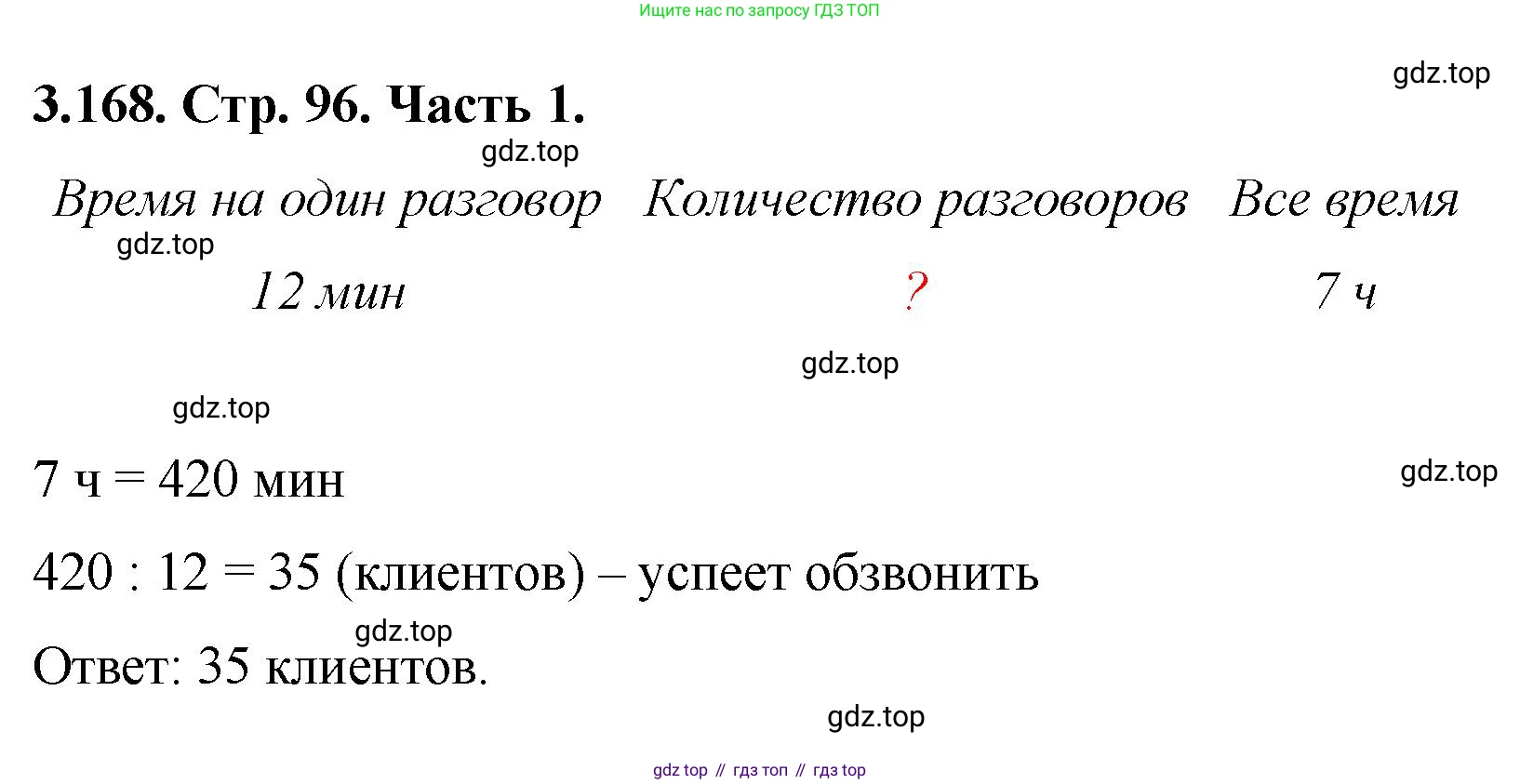 ГДЗ Математика, 5 класс Учебник, авторы: Виленкин Наум Яковлевич, Жохов Владимир Иванович, Чесноков Александр Семёнович, Александрова Лилия Александровна, Шварцбурд Семён Исаакович, издательство Просвещение, Москва, 2023, белого цвета, Часть 1, страница 96, номер 3.168, Решение 4
