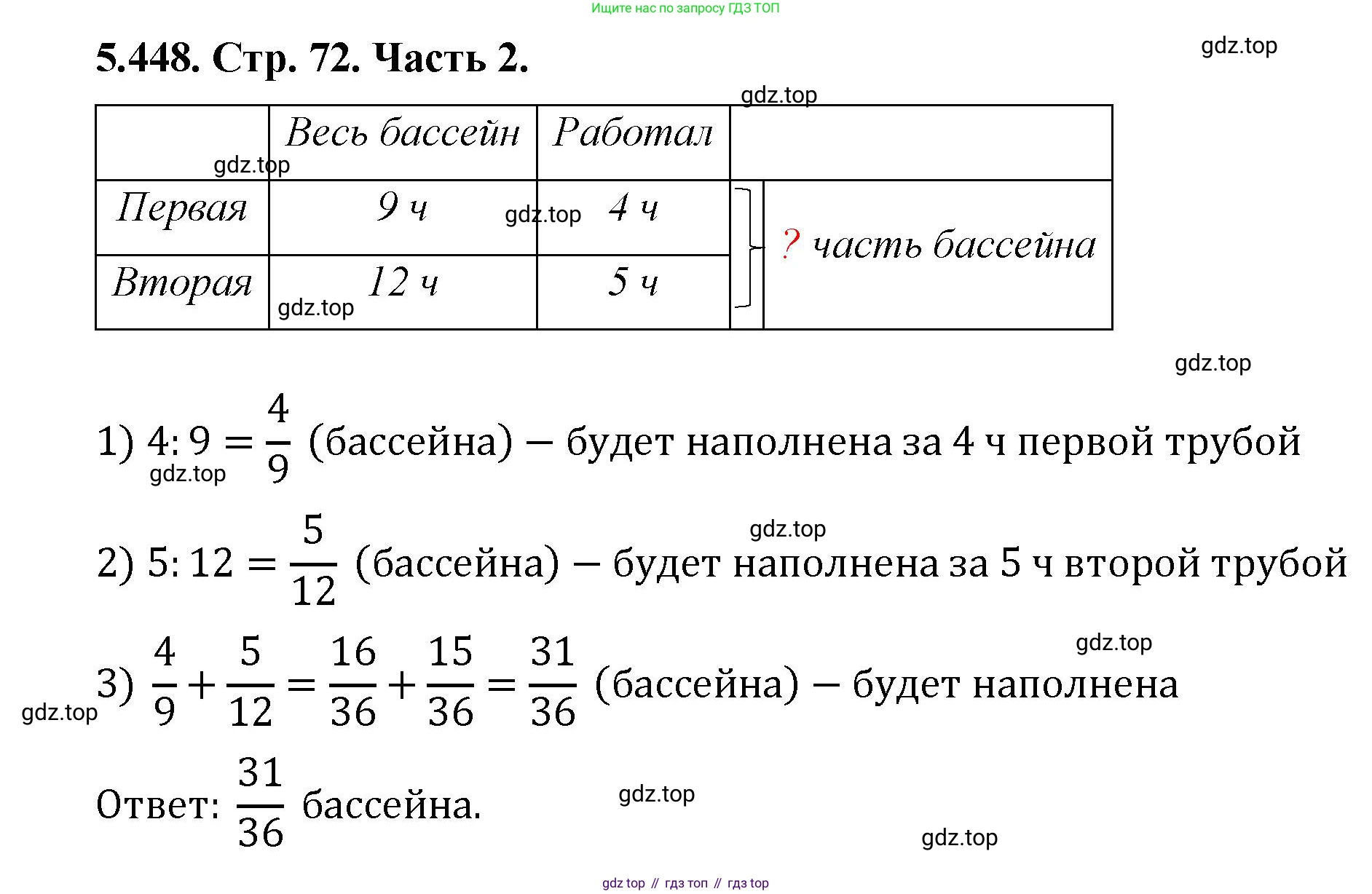 ГДЗ Математика, 5 класс Учебник, авторы: Виленкин Наум Яковлевич, Жохов Владимир Иванович, Чесноков Александр Семёнович, Александрова Лилия Александровна, Шварцбурд Семён Исаакович, издательство Просвещение, Москва, 2023, белого цвета, Часть 2, страница 72, номер 5.448, Решение 4
