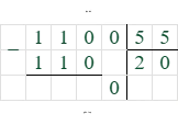 1100/55=20