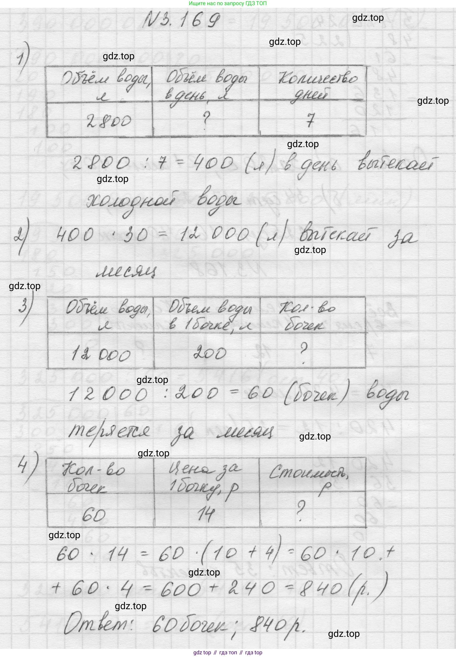 Математика, 5 класс Учебник, авторы: Виленкин Наум Яковлевич, Жохов Владимир Иванович, Чесноков Александр Семёнович, Александрова Лилия Александровна, Шварцбурд Семён Исаакович, издательство Просвещение, Москва, 2023, белого цвета, Часть 1, страница 96, номер 3.169, Решение 1