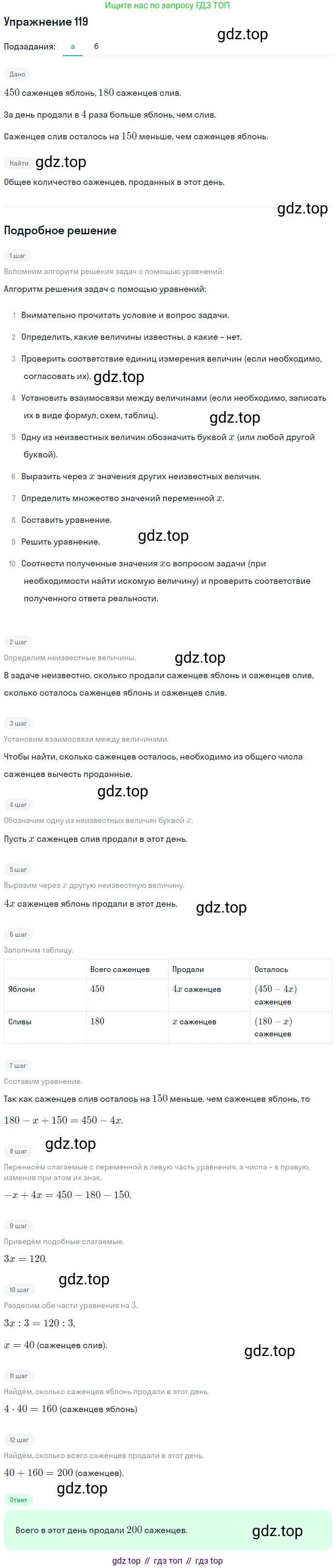 ГДЗ Математика, 6 класс Учебник, авторы: Дорофеев Георгий Владимирович, Петерсон Людмила Георгиевна, издательство Просвещение, Москва, 2023, голубого цвета, Часть 3, страница 29, номер 119, Решение 1 (2010-2022)