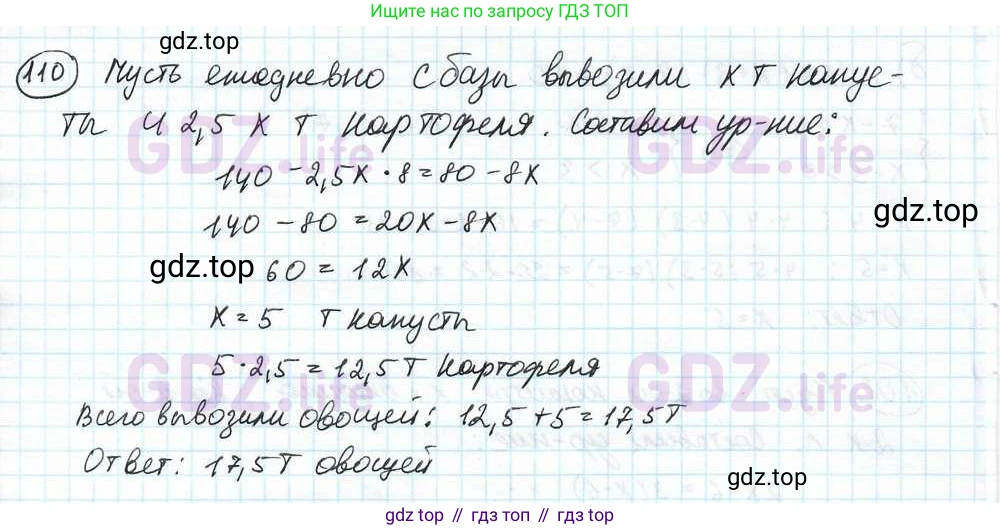 ГДЗ Математика, 6 класс Учебник, авторы: Дорофеев Георгий Владимирович, Петерсон Людмила Георгиевна, издательство Просвещение, Москва, 2023, голубого цвета, Часть 3, страница 25, номер 110, Решение 3 (2010-2022)