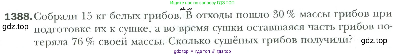 Математика, 6 класс Учебник, авторы: Мерзляк Аркадий Григорьевич, Полонский Виталий Борисович, Якир Михаил Семёнович, издательство Просвещение, Москва, 2019 - 2022, салатового цвета, страница 307, номер 1388, Условие