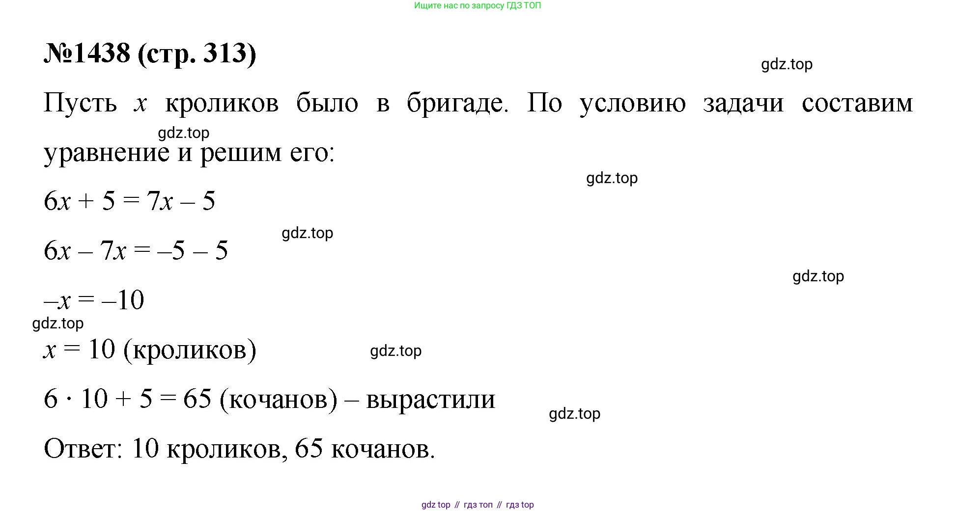 Математика, 6 класс Учебник, авторы: Мерзляк Аркадий Григорьевич, Полонский Виталий Борисович, Якир Михаил Семёнович, издательство Просвещение, Москва, 2019 - 2022, салатового цвета, страница 313, номер 1438, Решение