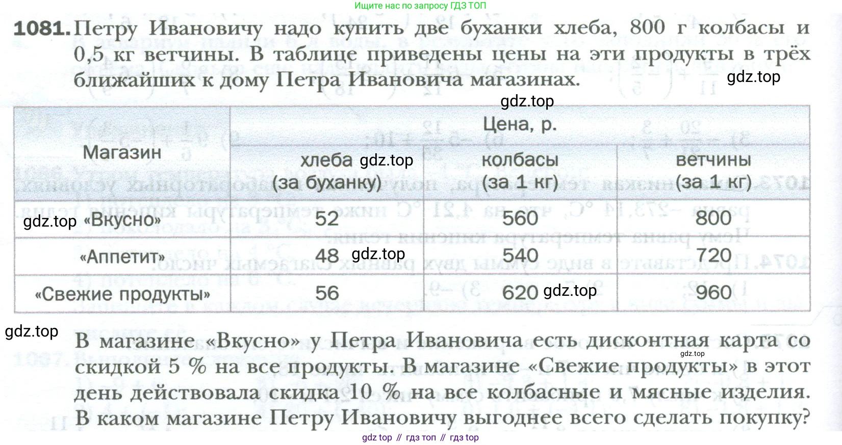 ГДЗ Математика, 6 класс Учебник, авторы: Мерзляк Аркадий Григорьевич, Полонский Виталий Борисович, Якир Михаил Семёнович, издательство Просвещение, Москва, 2023, салатового цвета, страница 226, номер 1081, Условие