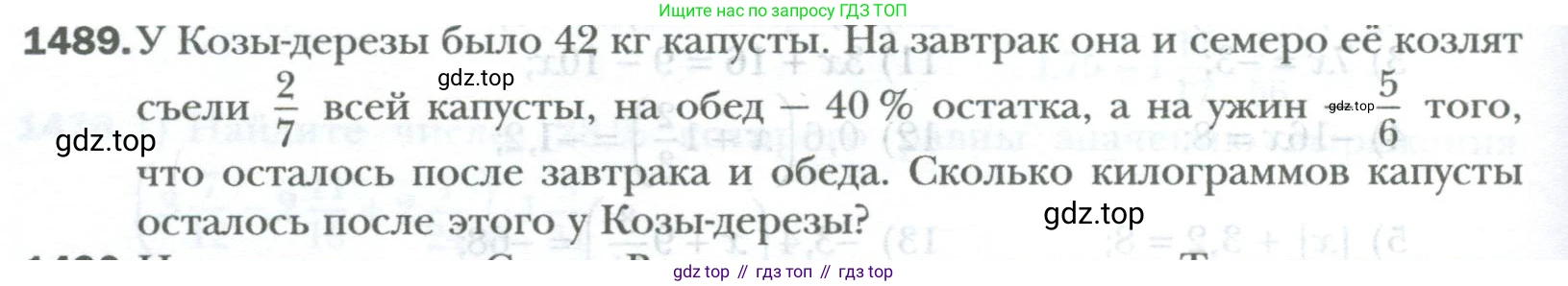 ГДЗ Математика, 6 класс Учебник, авторы: Мерзляк Аркадий Григорьевич, Полонский Виталий Борисович, Якир Михаил Семёнович, издательство Просвещение, Москва, 2023, салатового цвета, страница 316, номер 1489, Условие