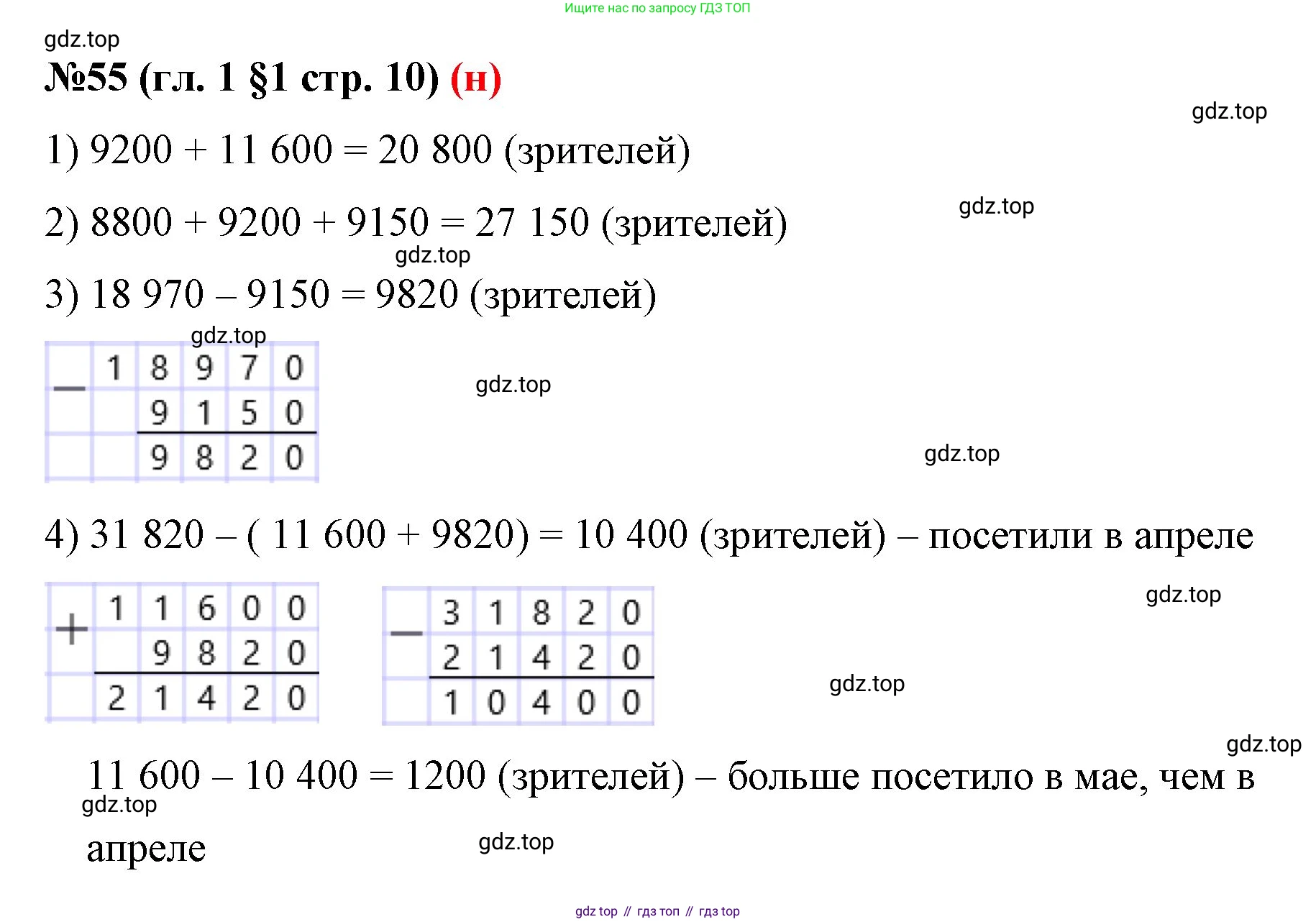 ГДЗ Математика, 6 класс Учебник, авторы: Мерзляк Аркадий Григорьевич, Полонский Виталий Борисович, Якир Михаил Семёнович, издательство Просвещение, Москва, 2023, салатового цвета, страница 10, номер 55, Решение