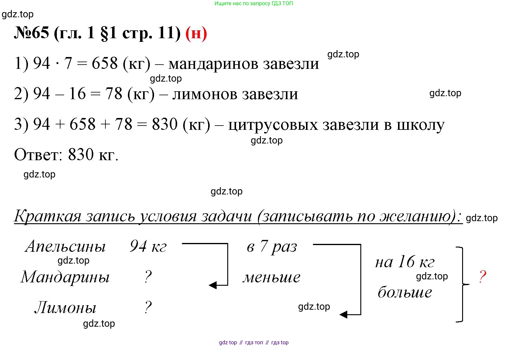 ГДЗ Математика, 6 класс Учебник, авторы: Мерзляк Аркадий Григорьевич, Полонский Виталий Борисович, Якир Михаил Семёнович, издательство Просвещение, Москва, 2023, салатового цвета, страница 11, номер 65, Решение