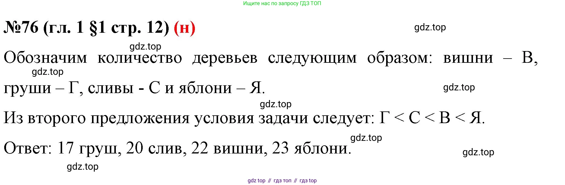 ГДЗ Математика, 6 класс Учебник, авторы: Мерзляк Аркадий Григорьевич, Полонский Виталий Борисович, Якир Михаил Семёнович, издательство Просвещение, Москва, 2023, салатового цвета, страница 12, номер 76, Решение